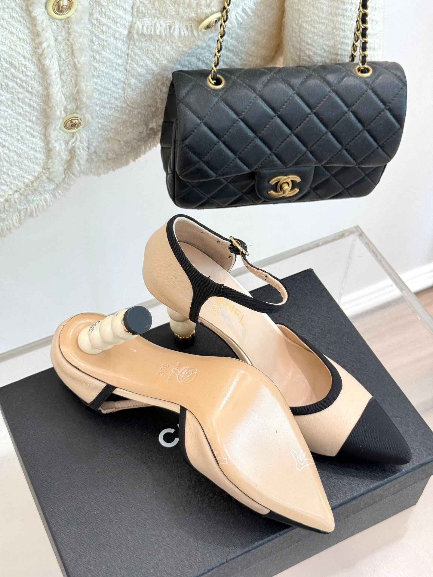CC 25 Slingback Black Lambskin 308655