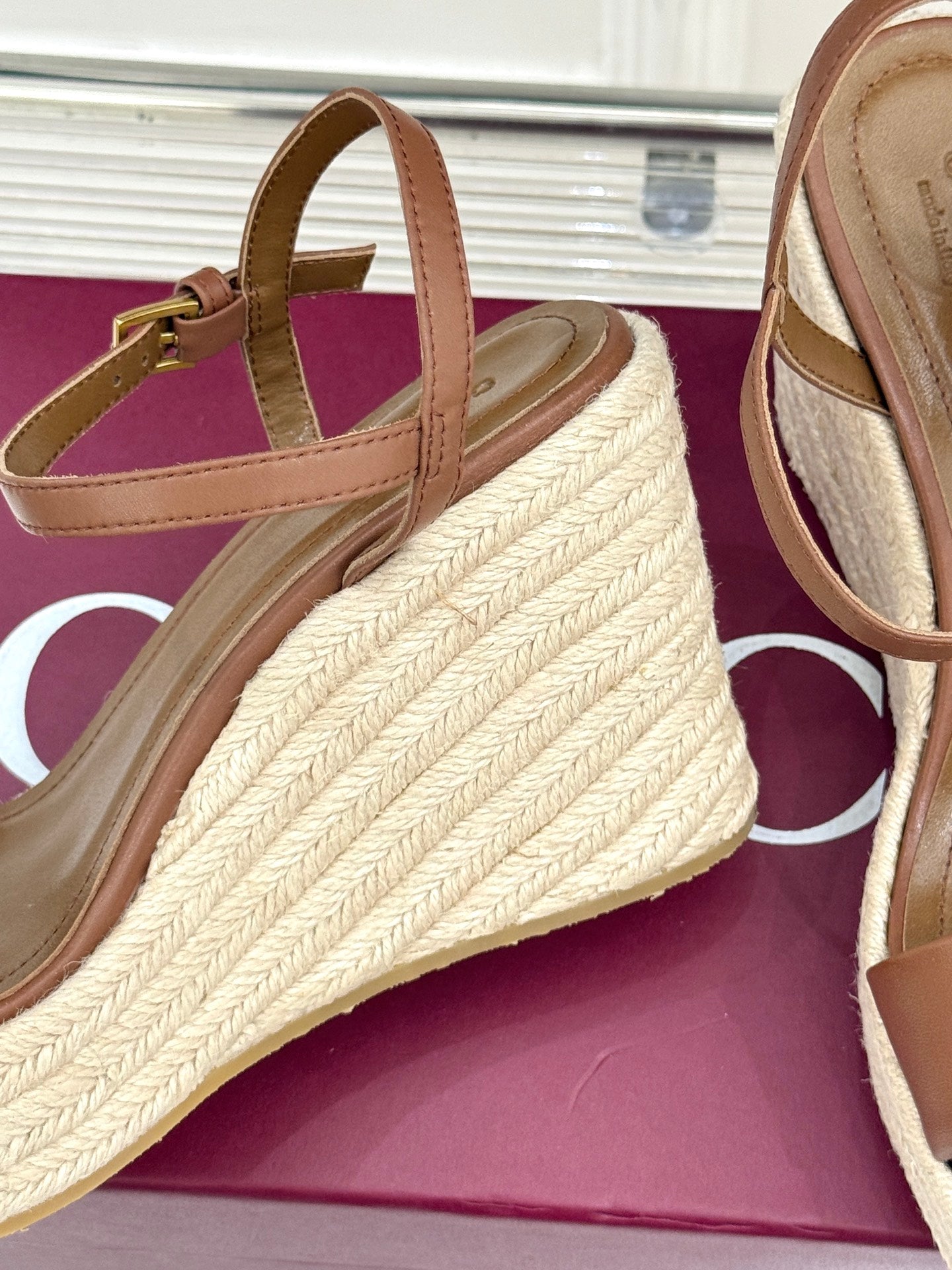 GC Floral Platform Wedge Sandal Brown Mix Beige lambskin