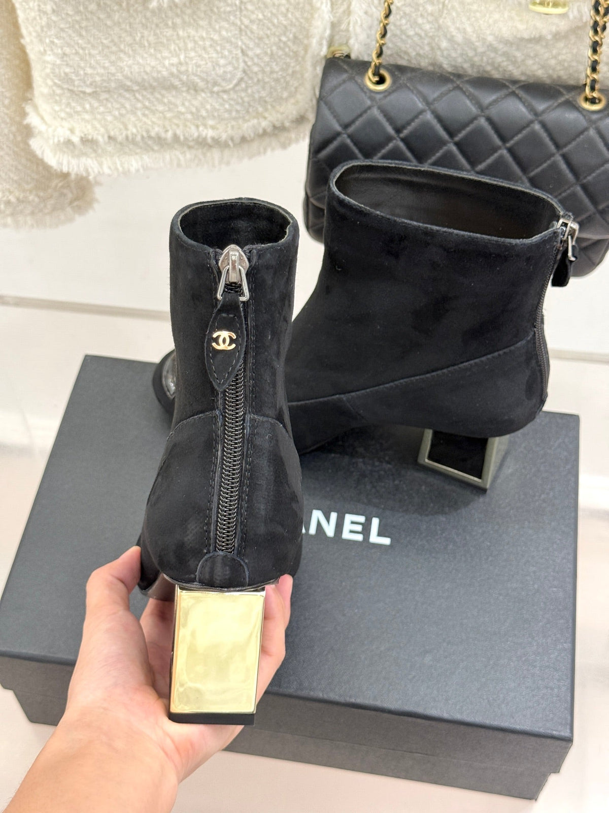Chanel 2026 Ankle Boots Suede Patent Leather 188314