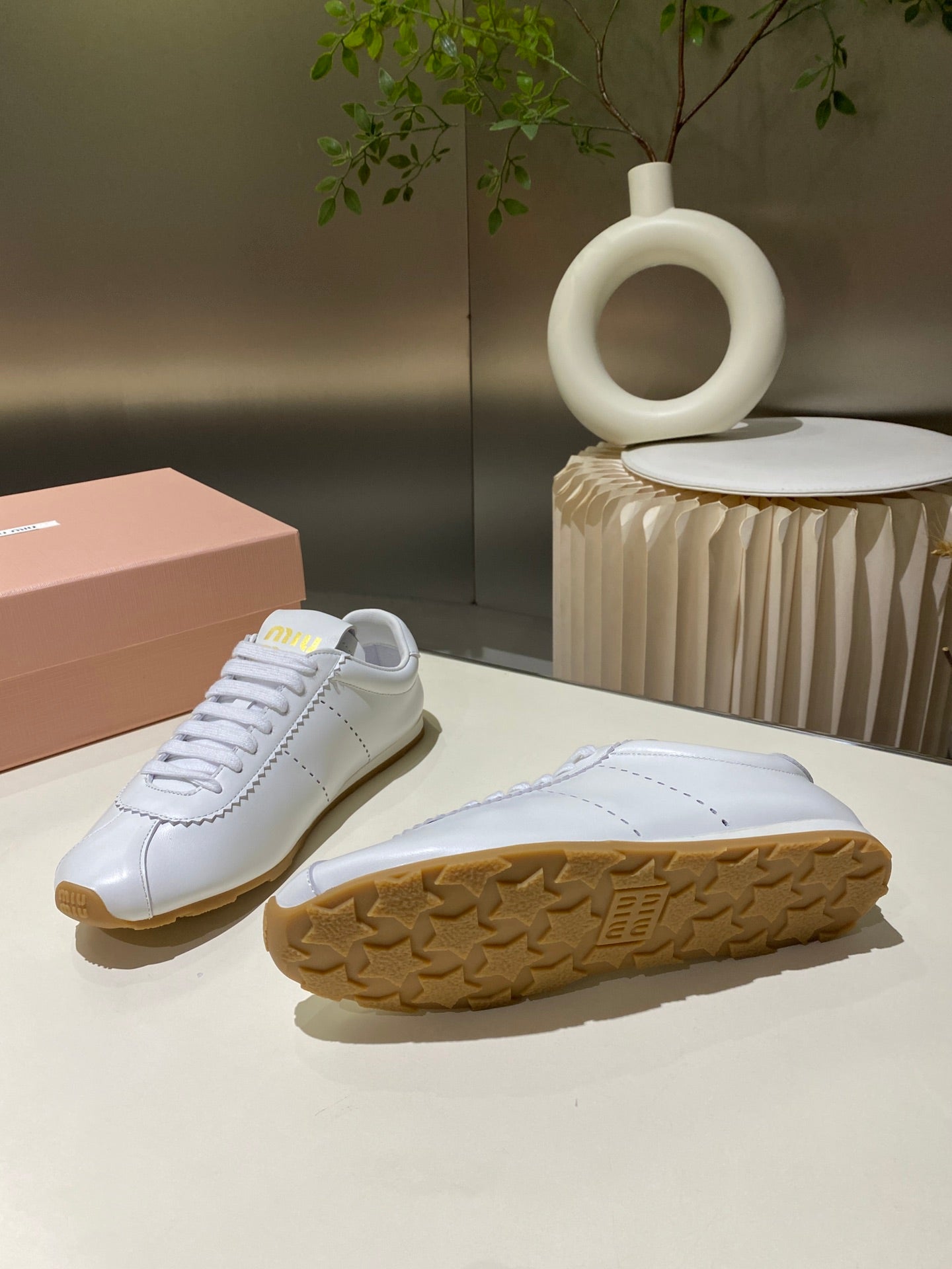 Miu Sneakers White Lambskin