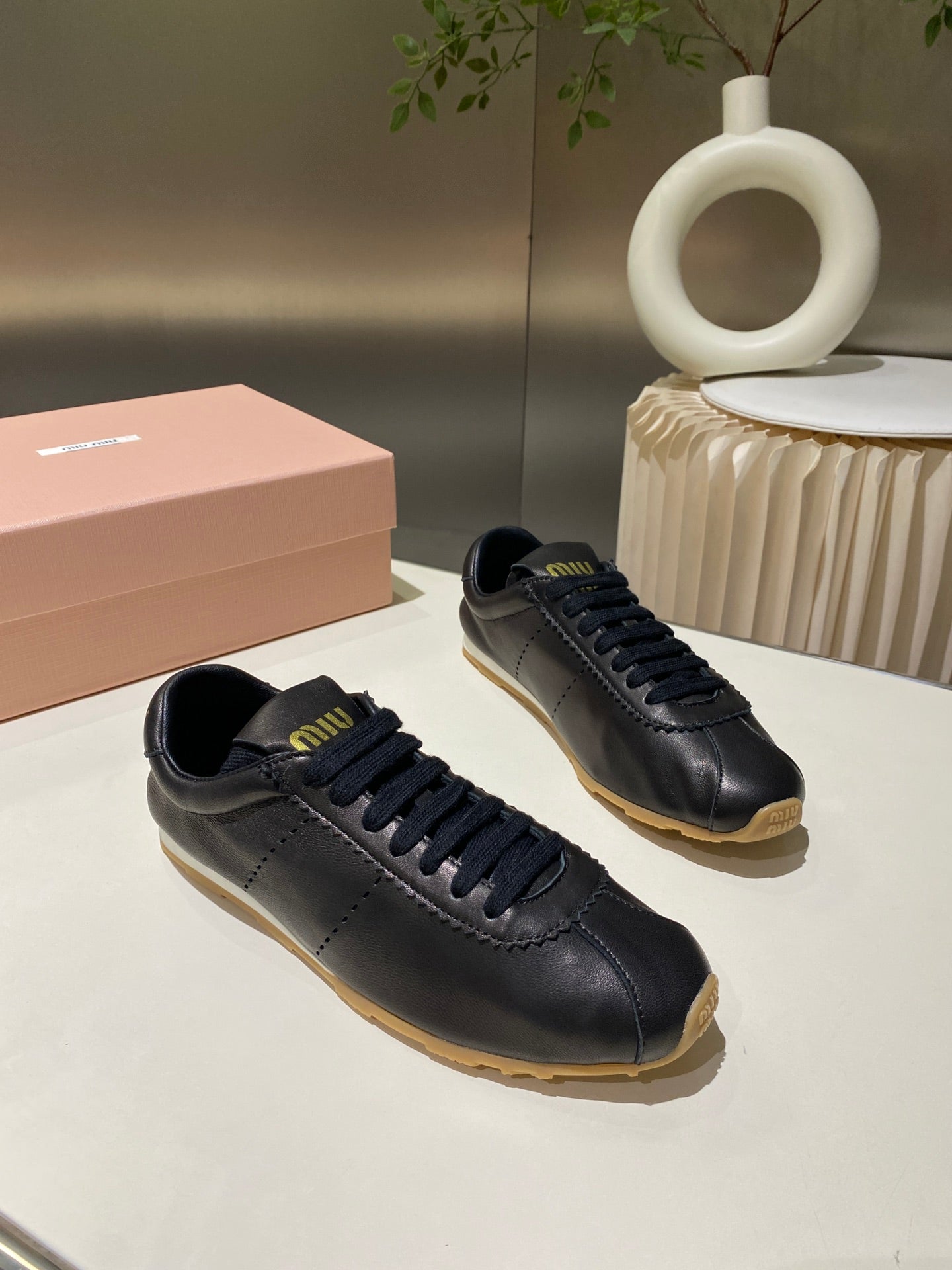 Miu Sneakers Black Lambskin