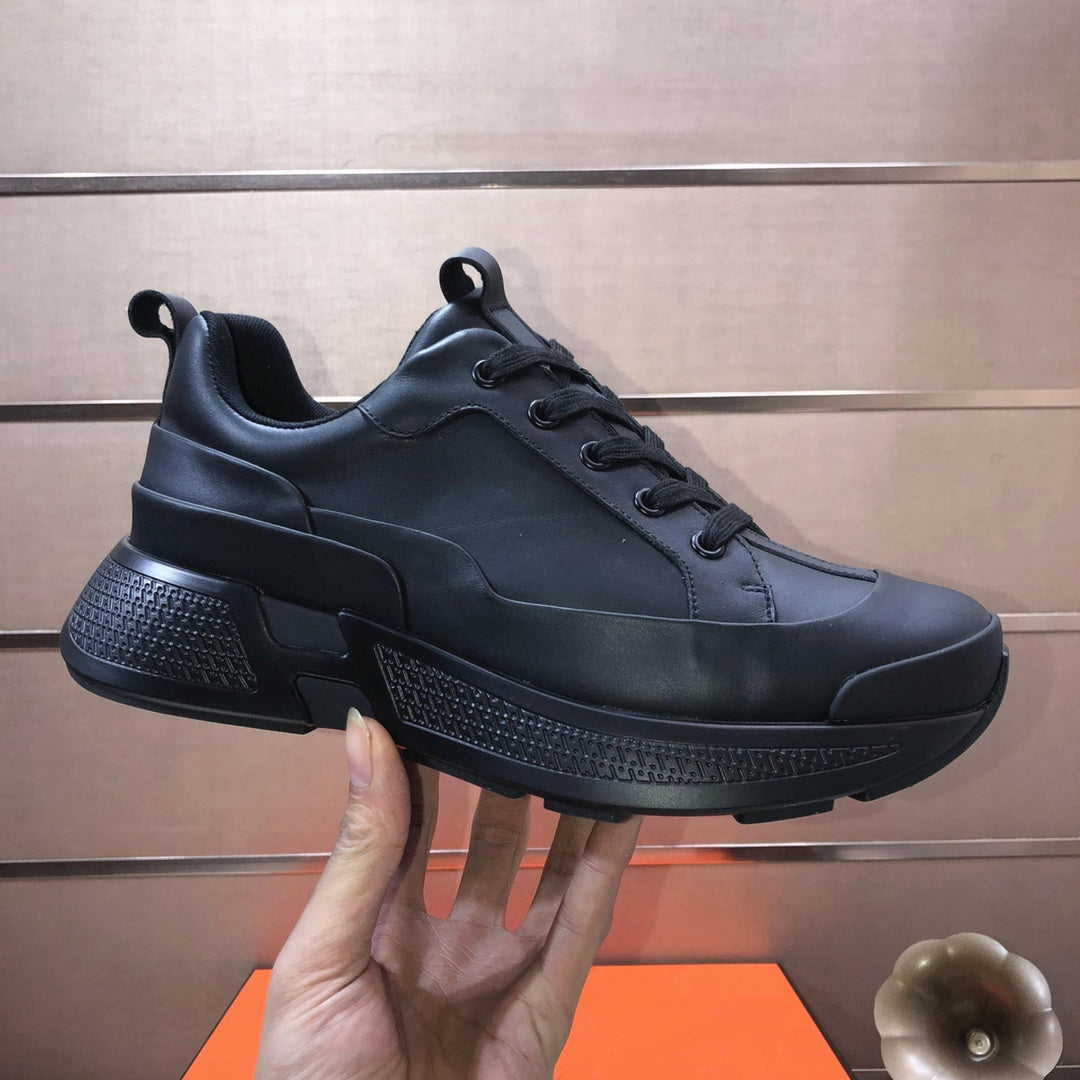 HM Men's Sneaker Full Black Cowhide 548106