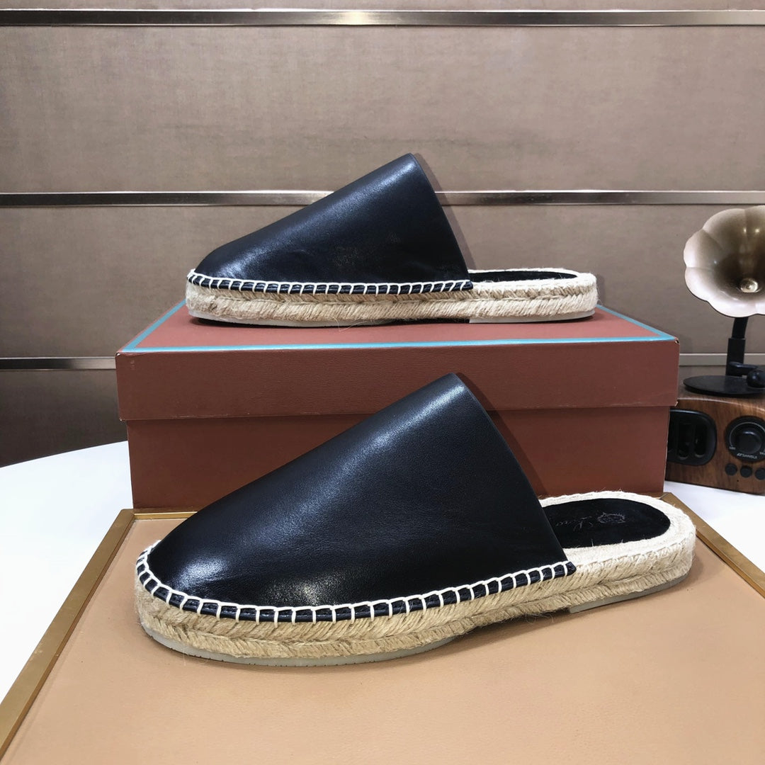 LP SEASIDE WALK MULE BLACK CALFSKIN
