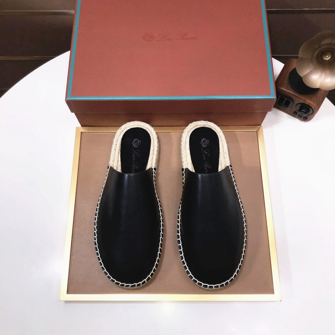 LP SEASIDE WALK MULE BLACK CALFSKIN