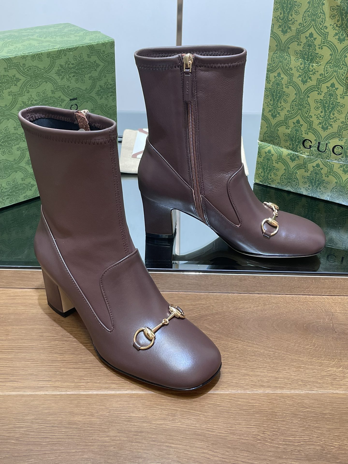 GG Horsebit Ankle Boot 65 Chocolate Calfskin