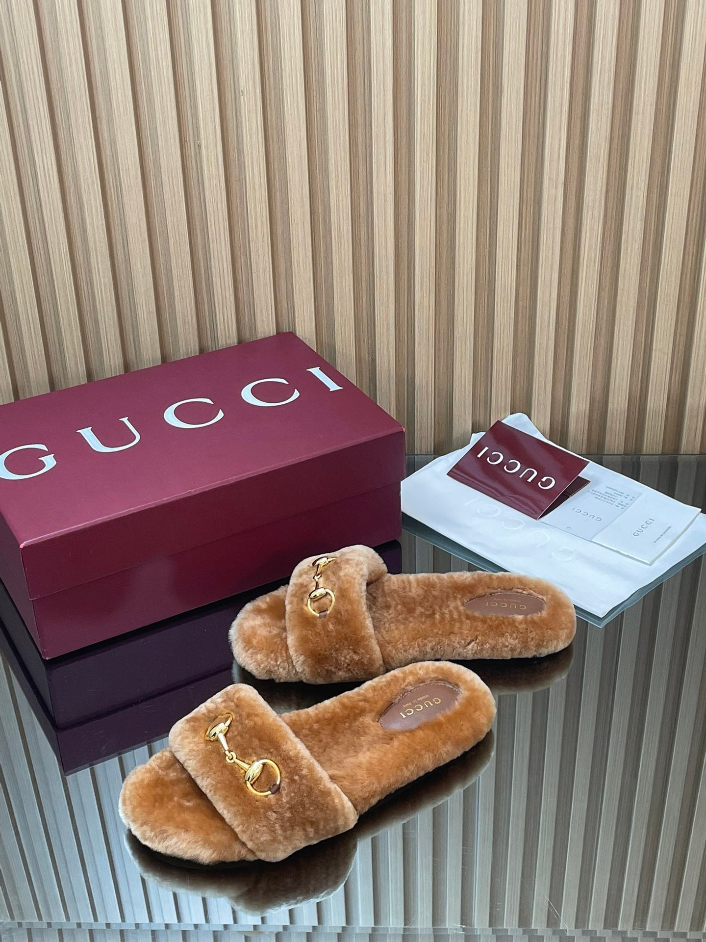 Gucci 2025 Horsebit Slipper Brown Wool 562871