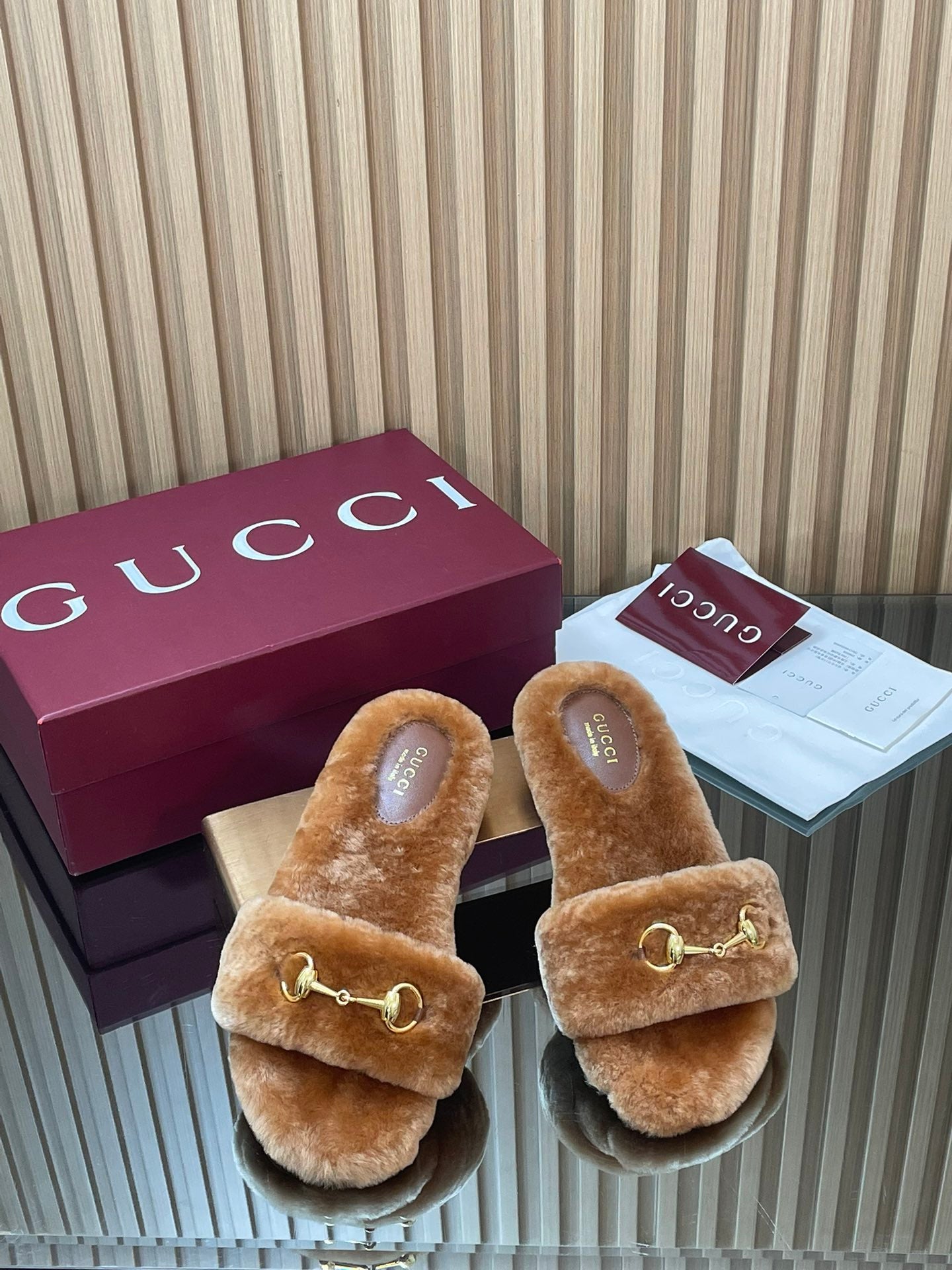 Gucci 2025 Horsebit Slipper Brown Wool 562871