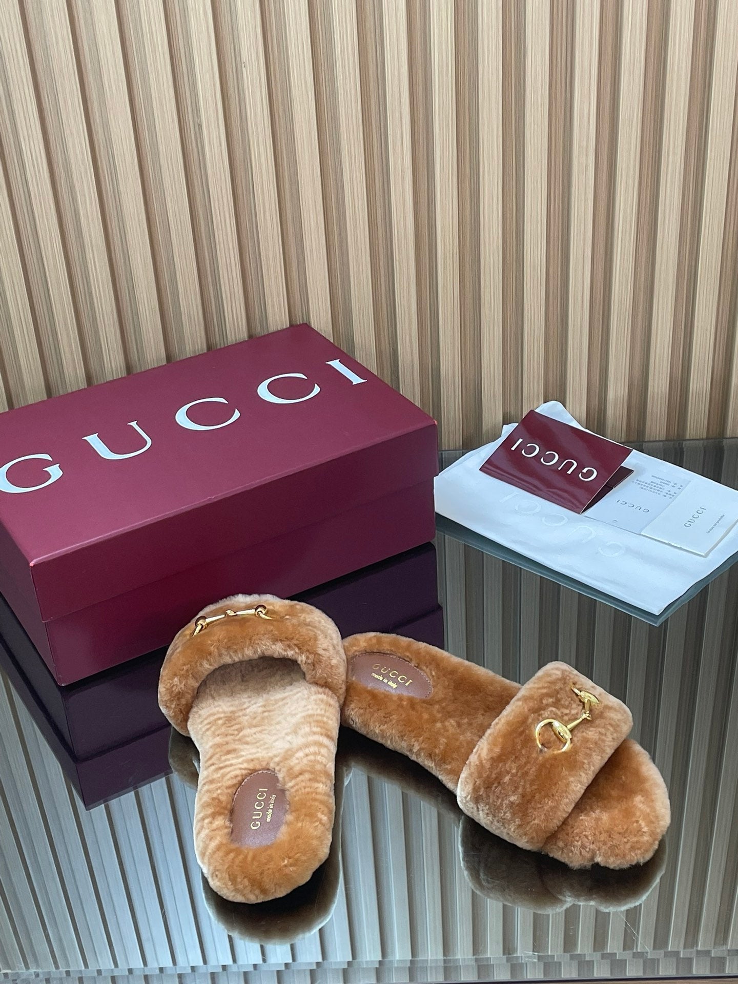 Gucci 2025 Horsebit Slipper Brown Wool 562871