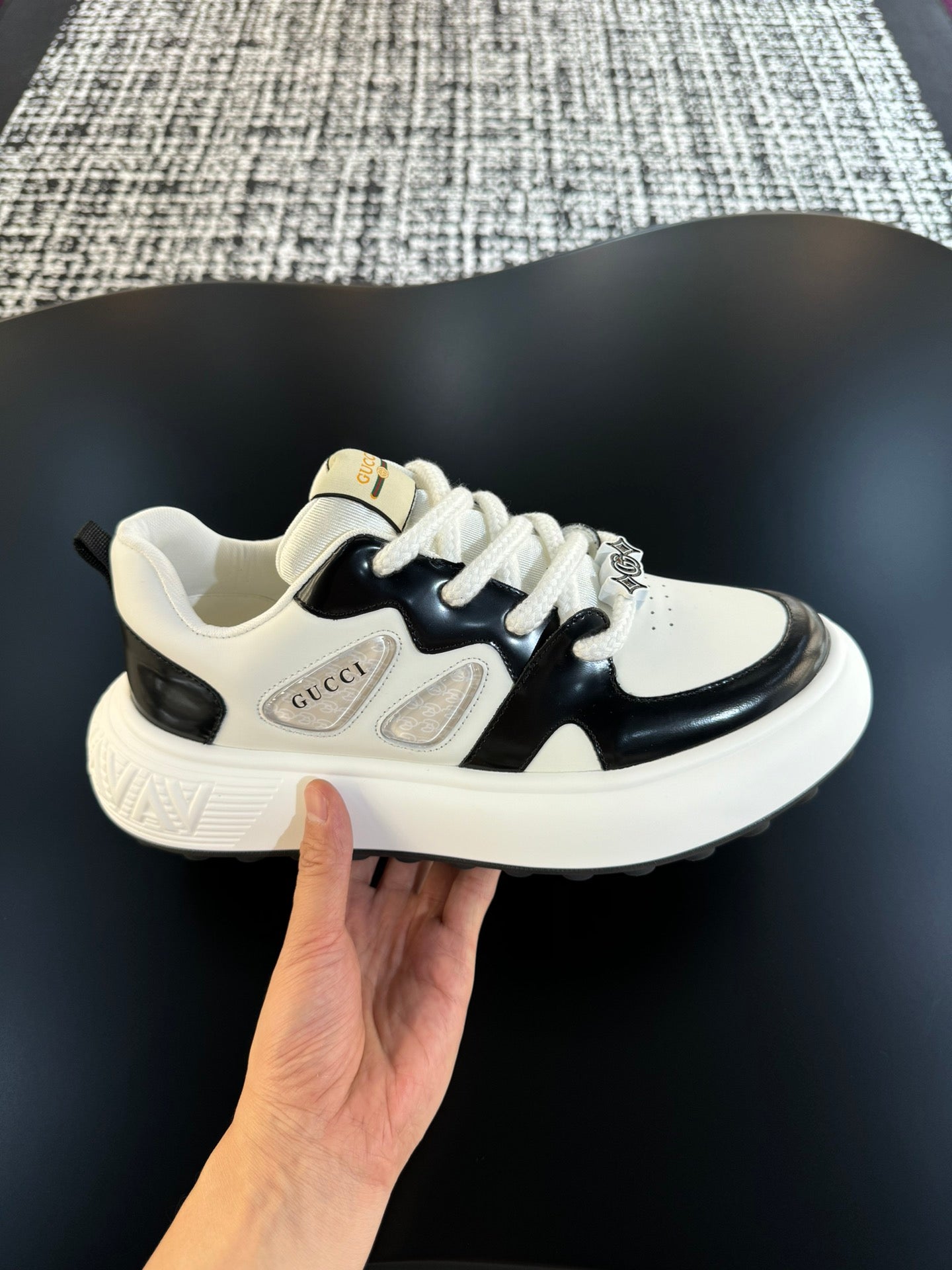 GG Men's Sneaker White Black Cowhide 527025