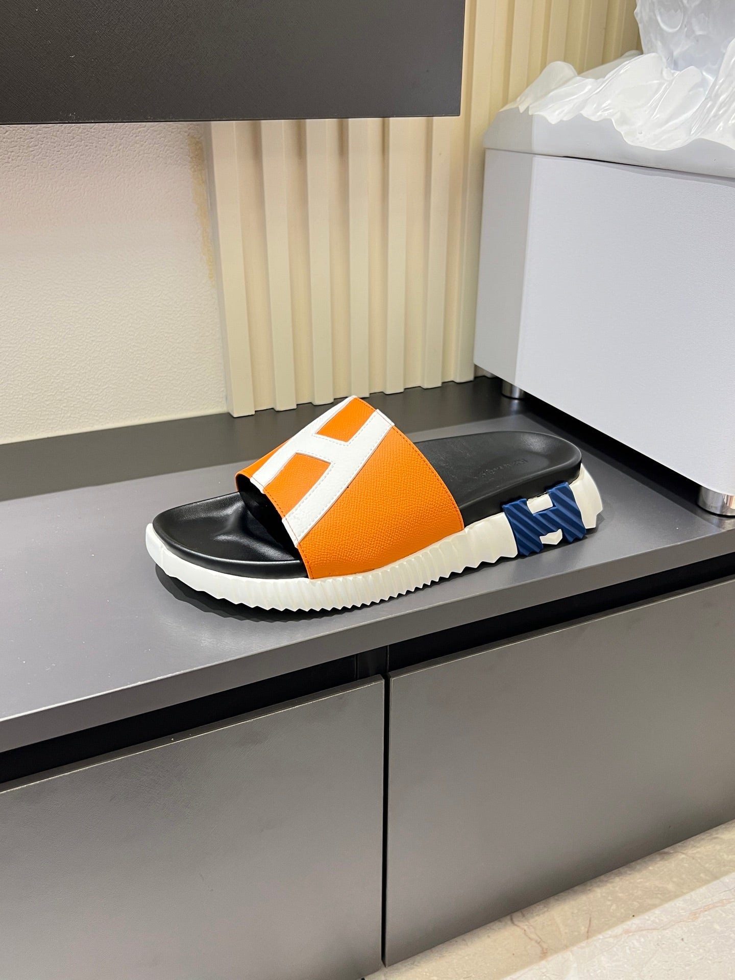 HM Men's Slide Orange Cowhide 590803