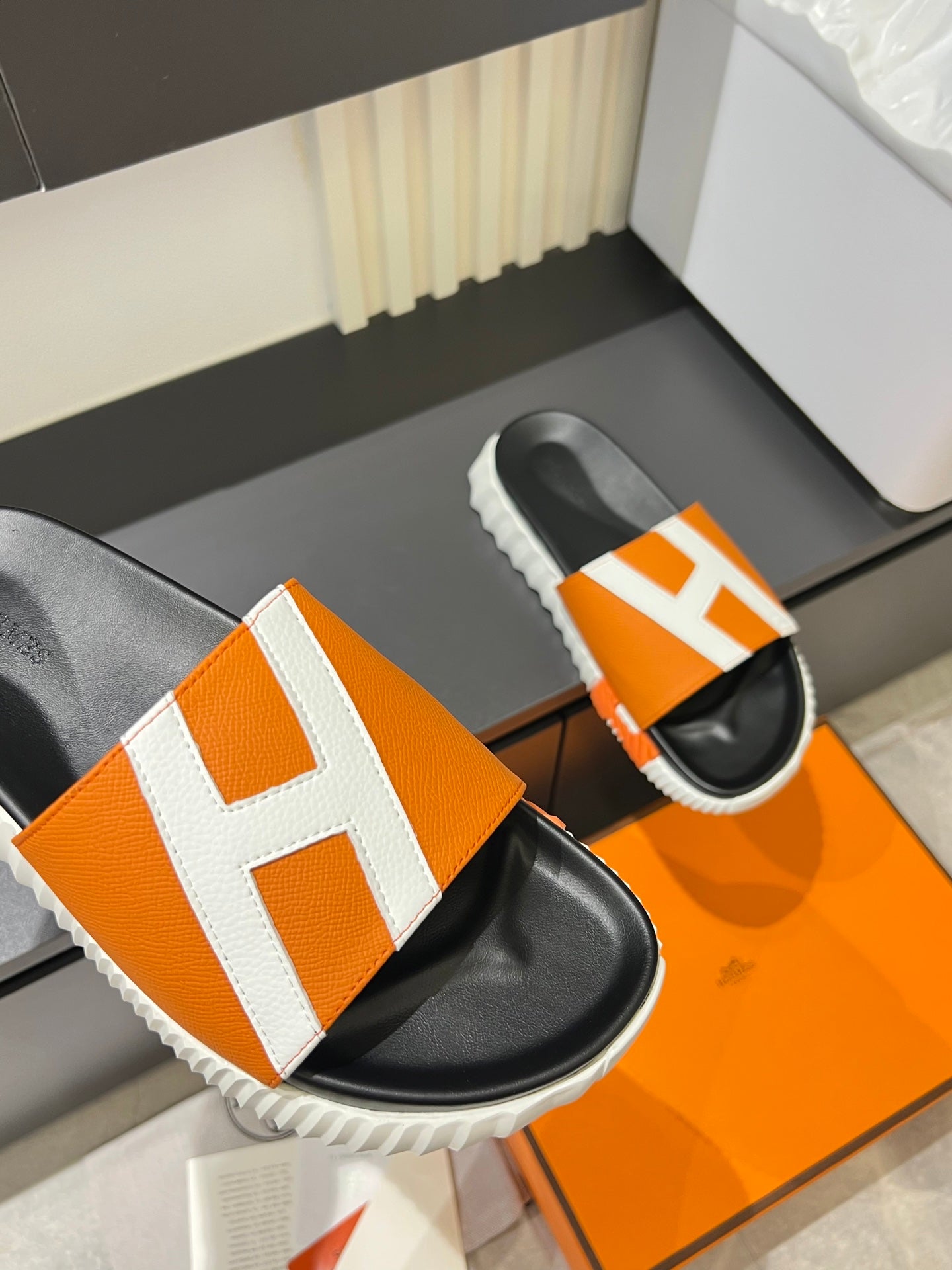 HM Men's Slide Orange Cowhide 590803