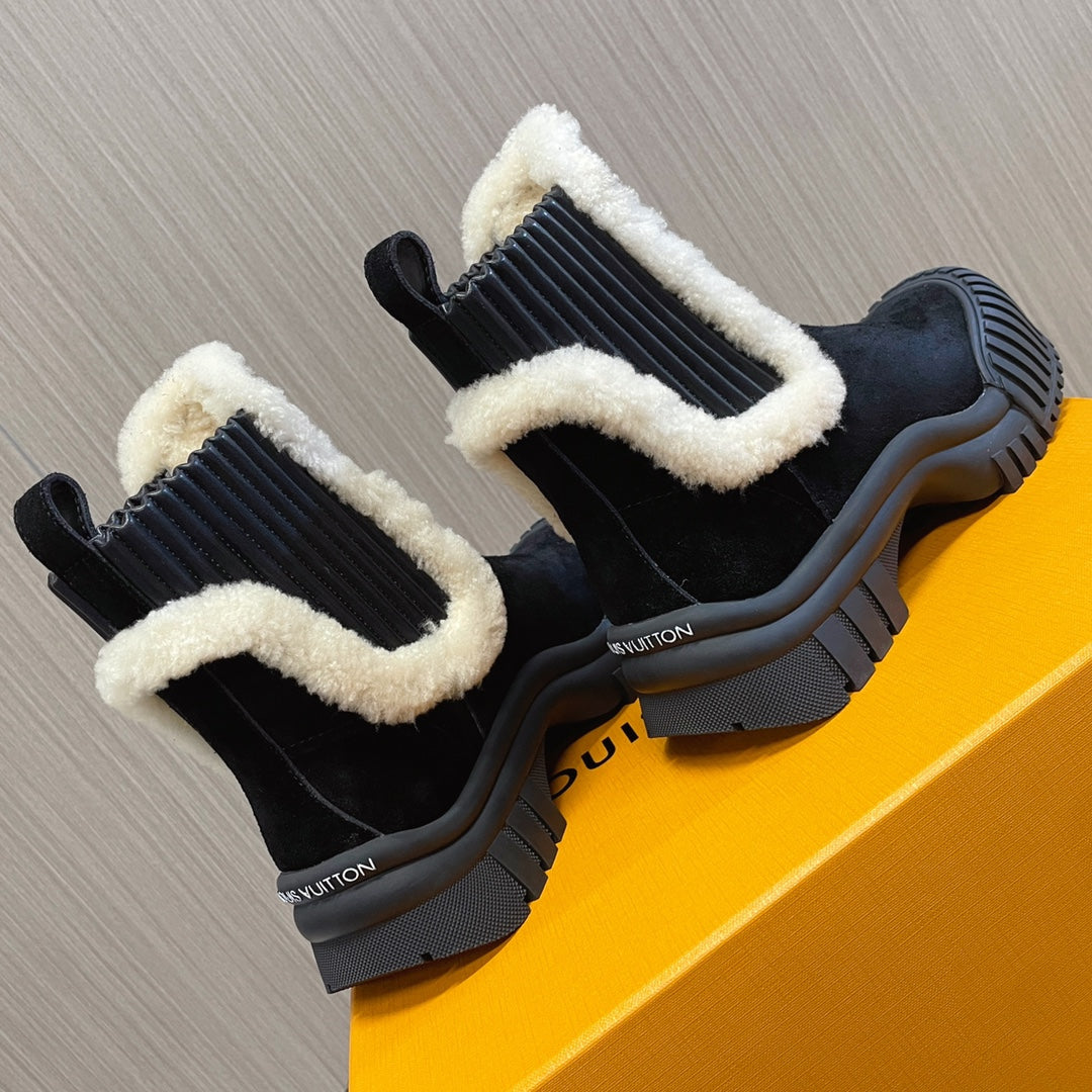 LV Ruby Flat Ankle Boot 50mm Black Suede