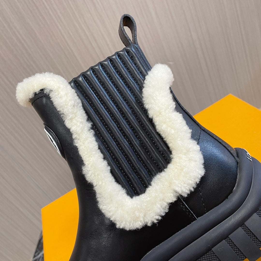 LV Ruby Flat Ankle Boot 50mm Glossy Black Cowhide