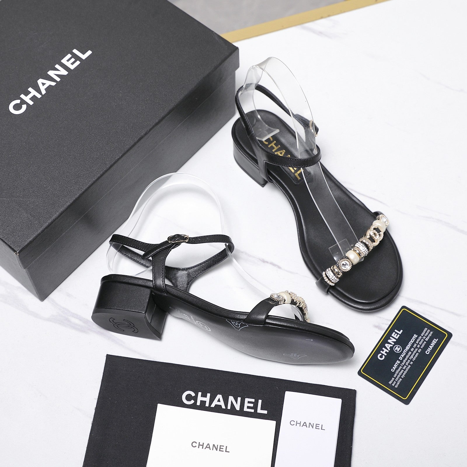 Chanel 2026 Sandals 25mm Black Cowhide 758397