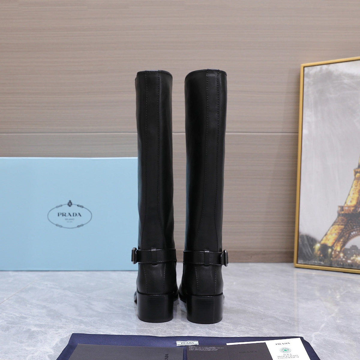 Prada 2026 Buckle Knee-High Boots Cowhide 170687