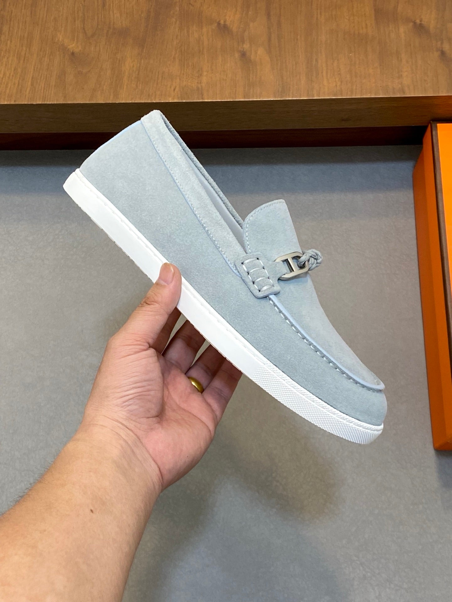 HM Men's 25 Loafer Light Grey Suede 636733