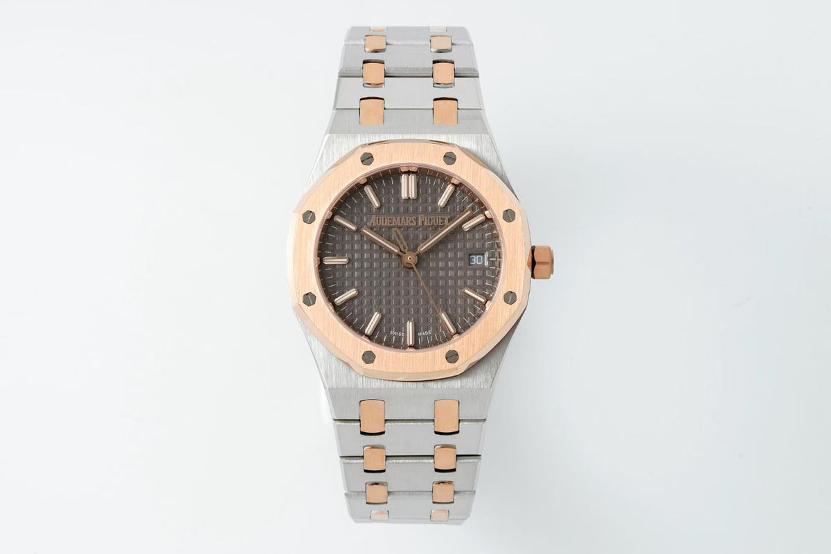 Audemars Piguet Royal Oak 34mm Sliver Case Brown Dial Pink Gold Steel