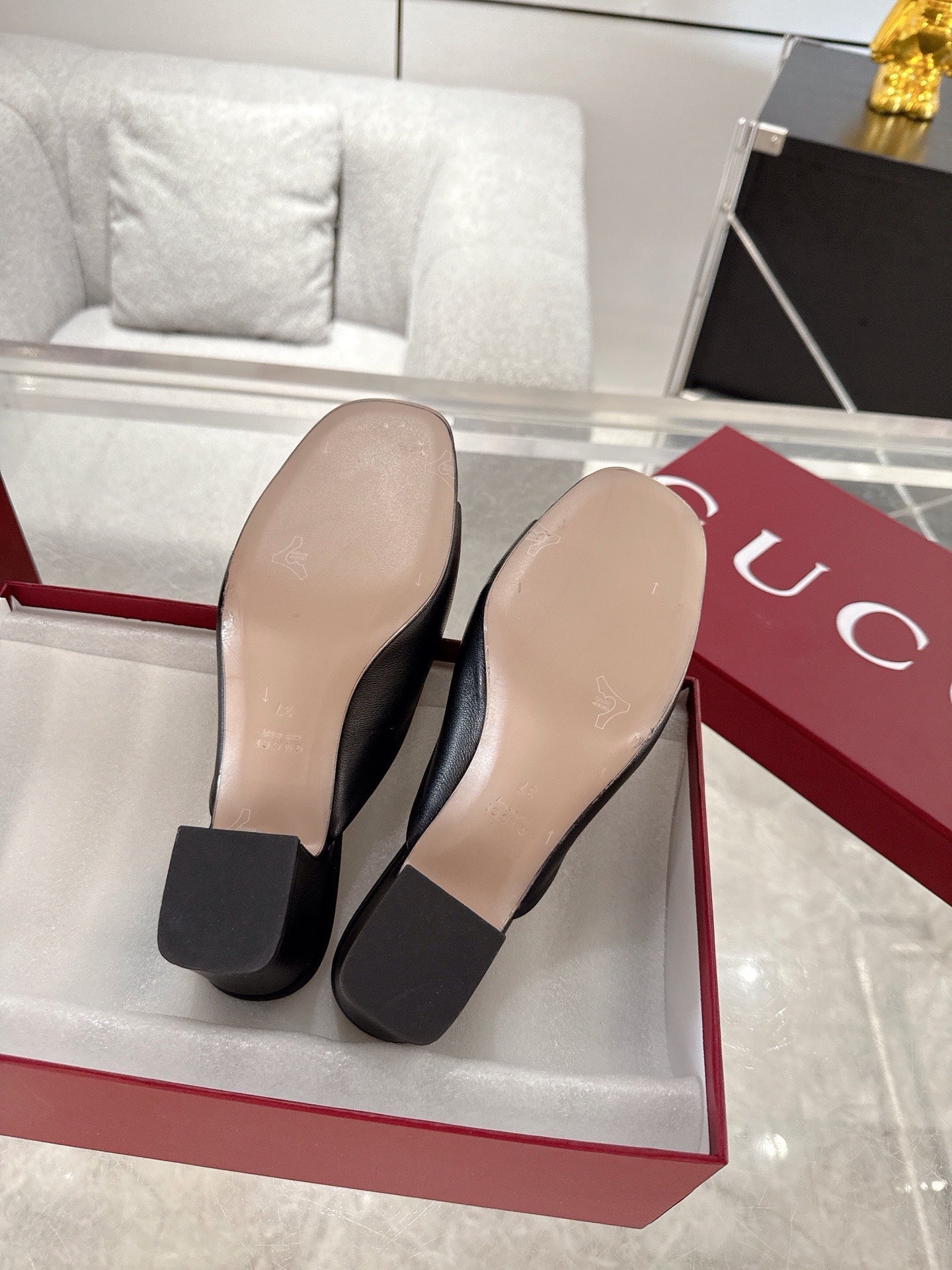 GC Horsebit Slide Black Cowhide 292404