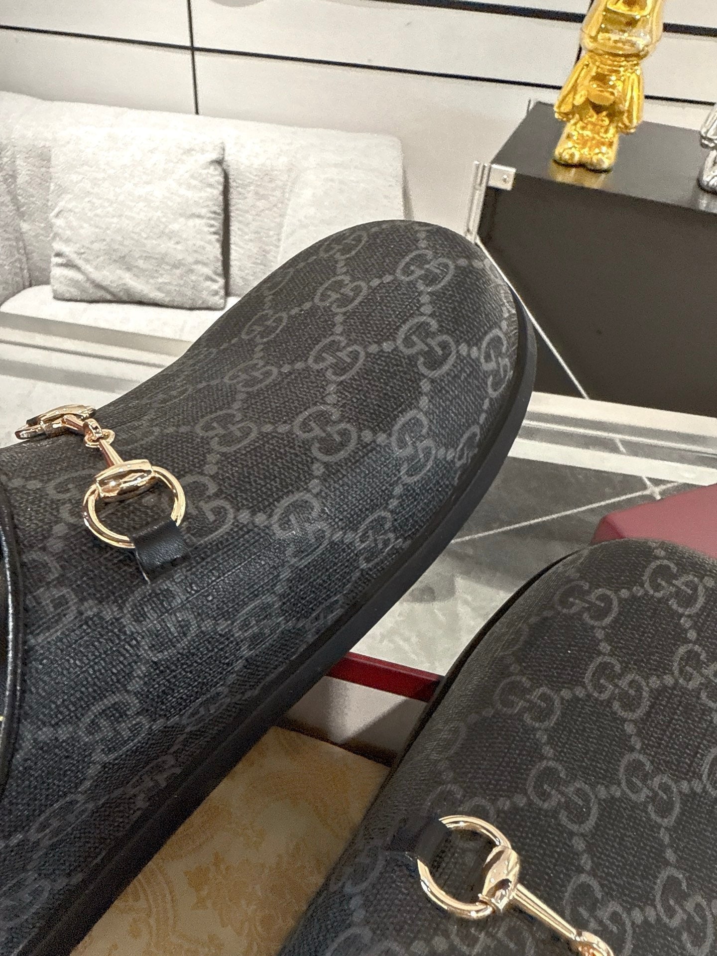 GC 25 Horsebit Mule Grey Monogram Canvas