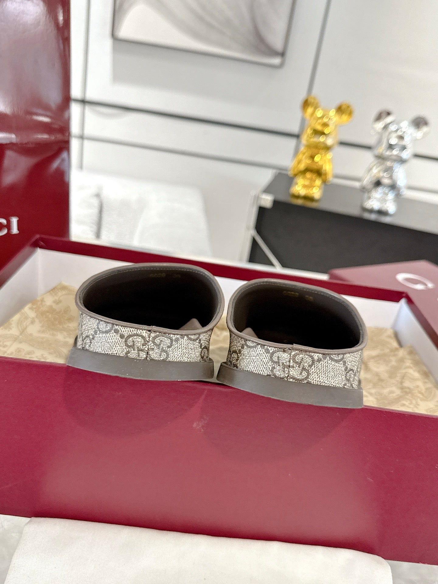 GC 25 Horsebit Mule Beige Ebony Monogram Canvas