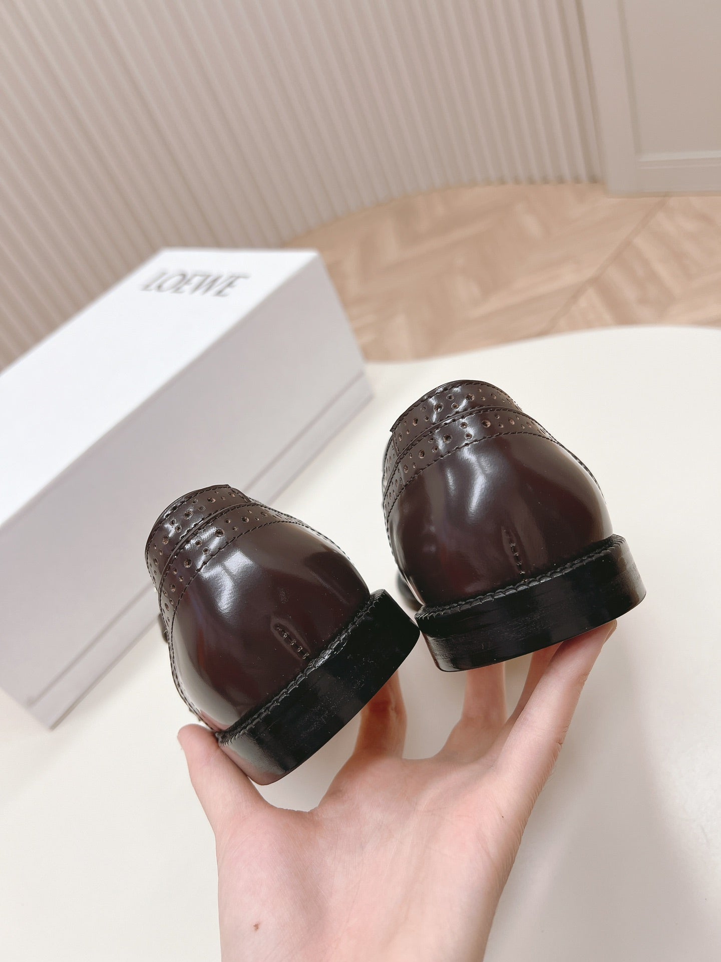 Loewe Campo Mary Jane Ballet Flat Mahogany Cowhide