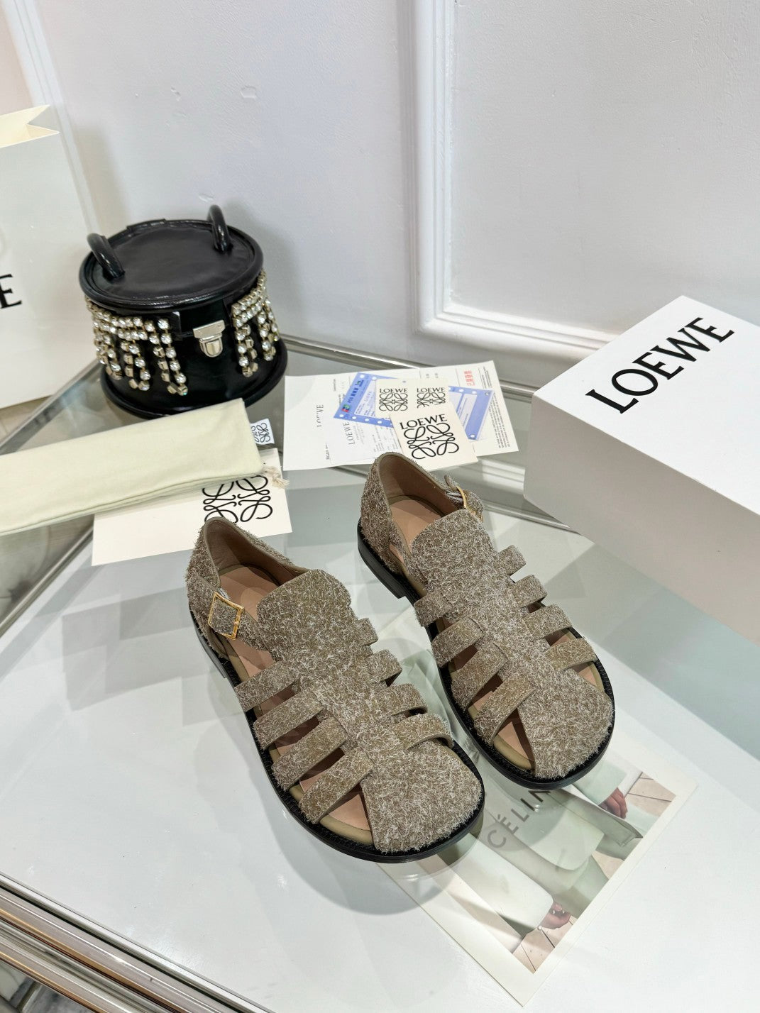 Loewe Campo Sandals Snowflake Cow Suede 246500