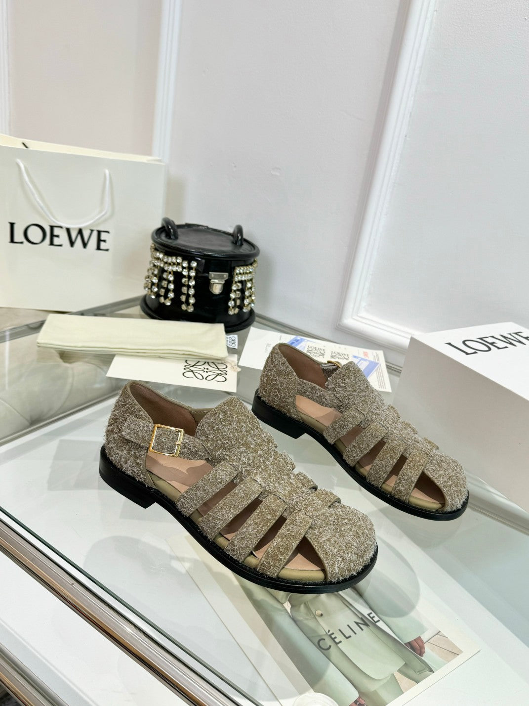 Loewe Campo Sandals Snowflake Cow Suede 246500