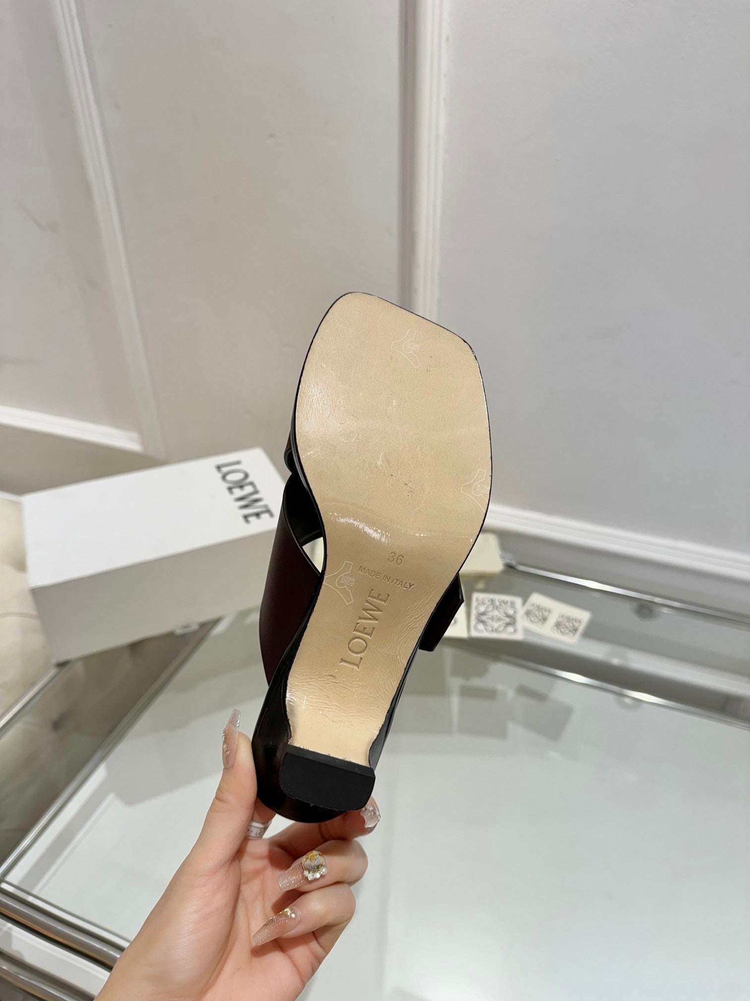 Loewe Petal Belt Mule Mahogany Red Cowhide