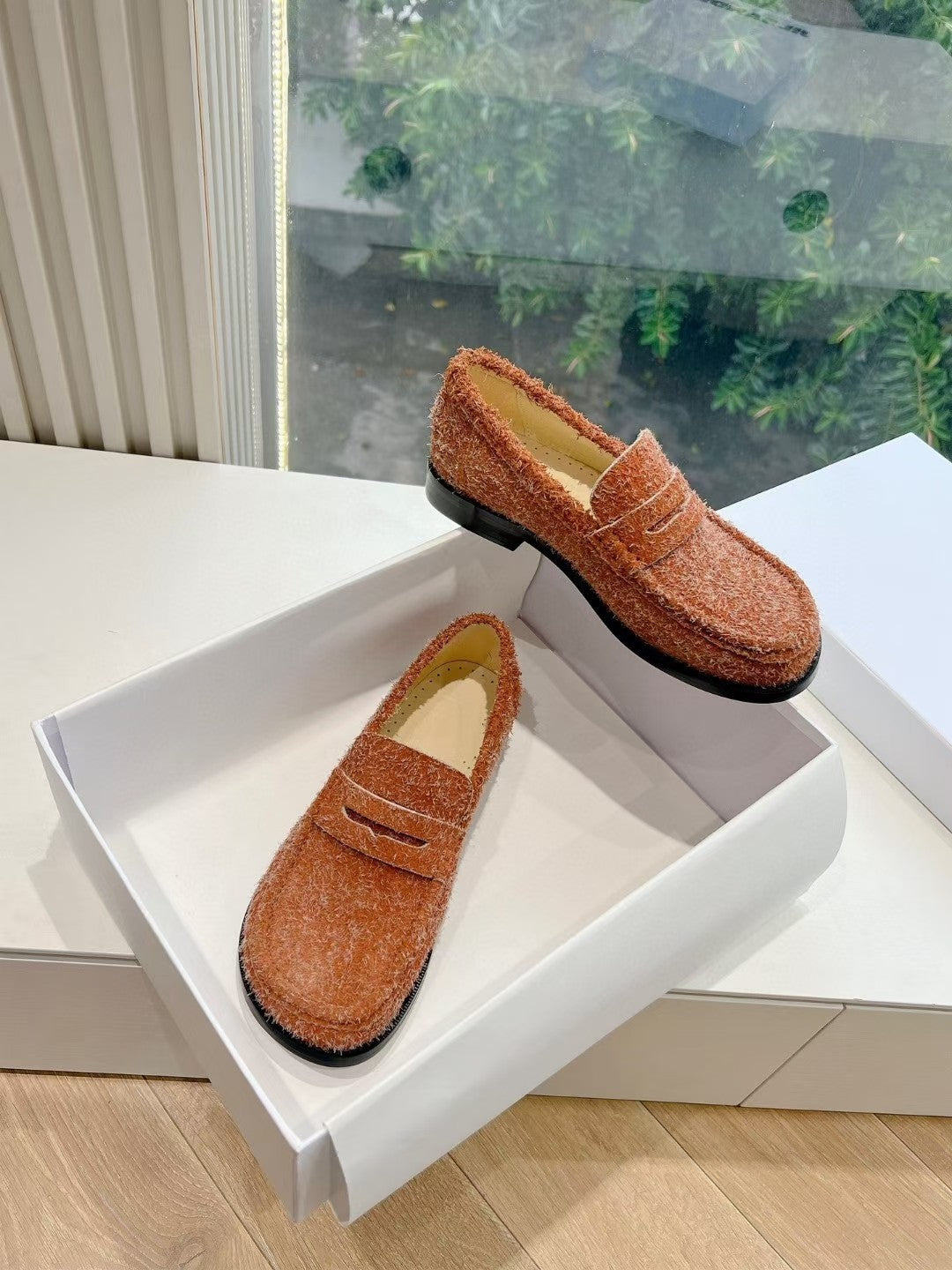 Loewe Campo Loafer Fire Orange Snowflake Cow Suede