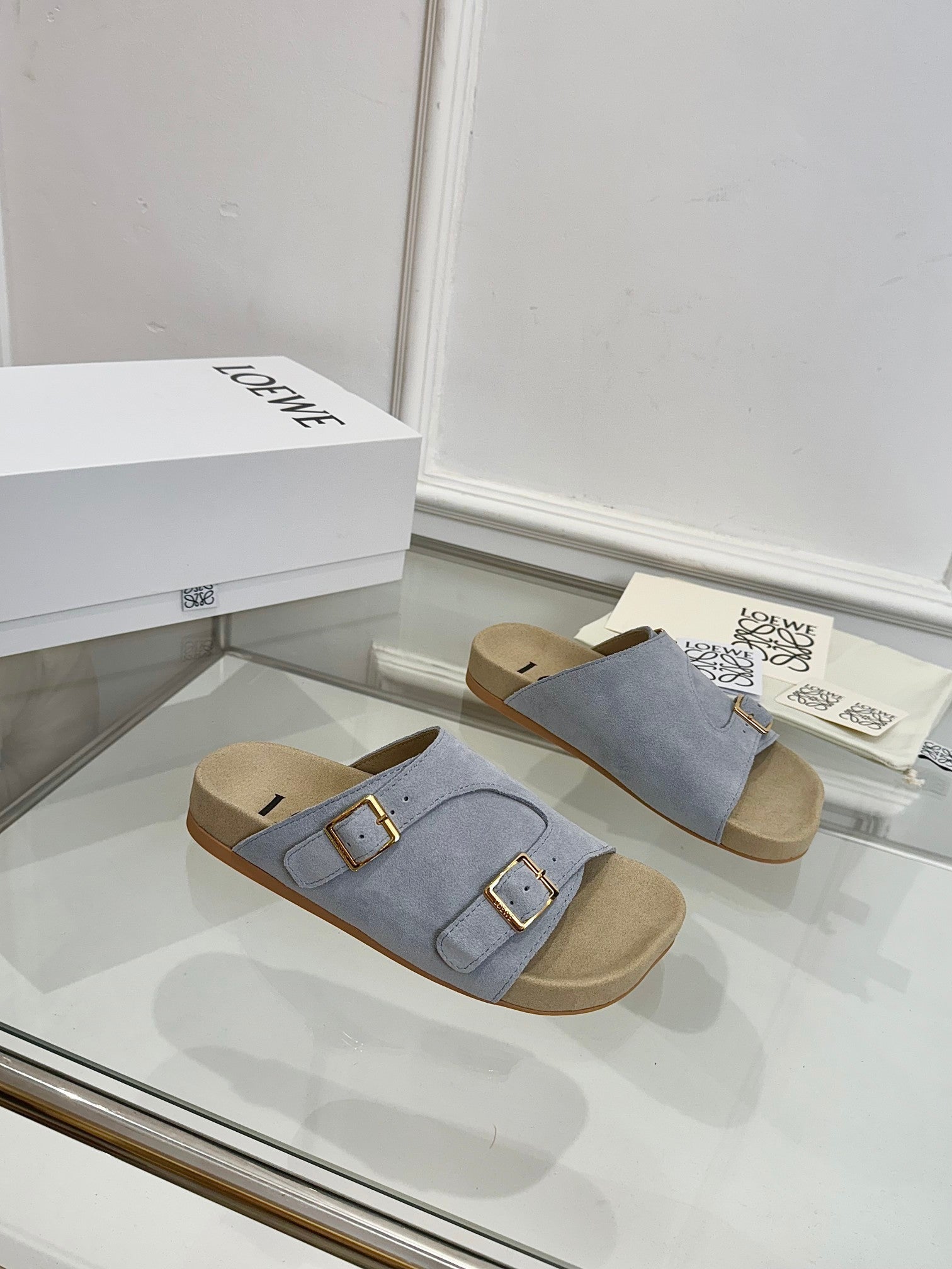 Loewe x Birkenstock Slide Slate Gray Suede