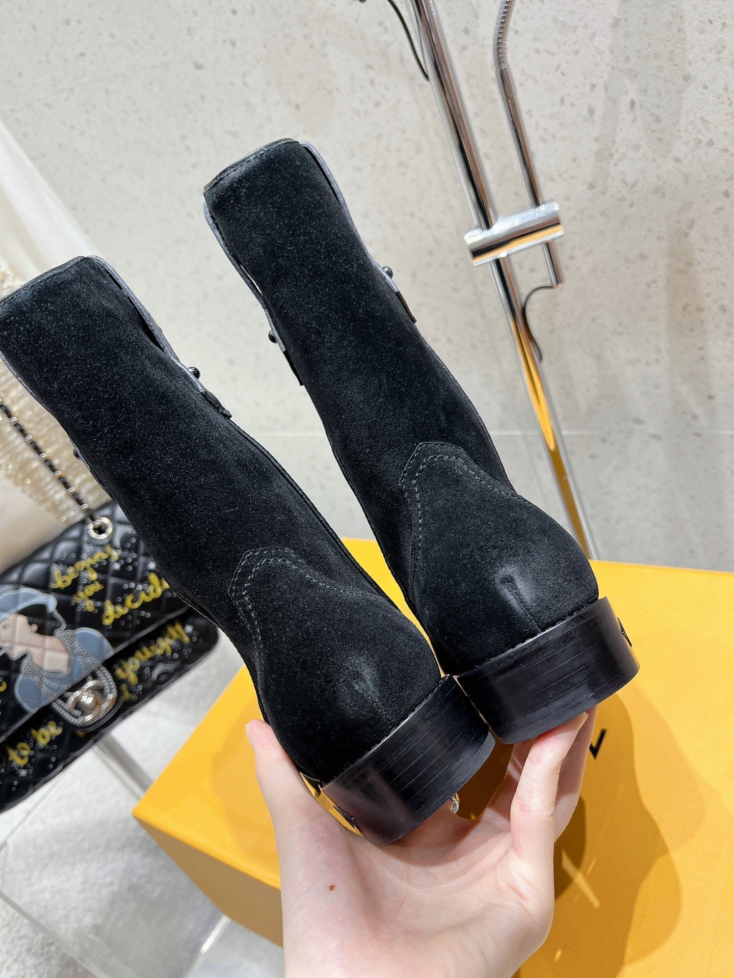 LV Rider Boot Black Suede