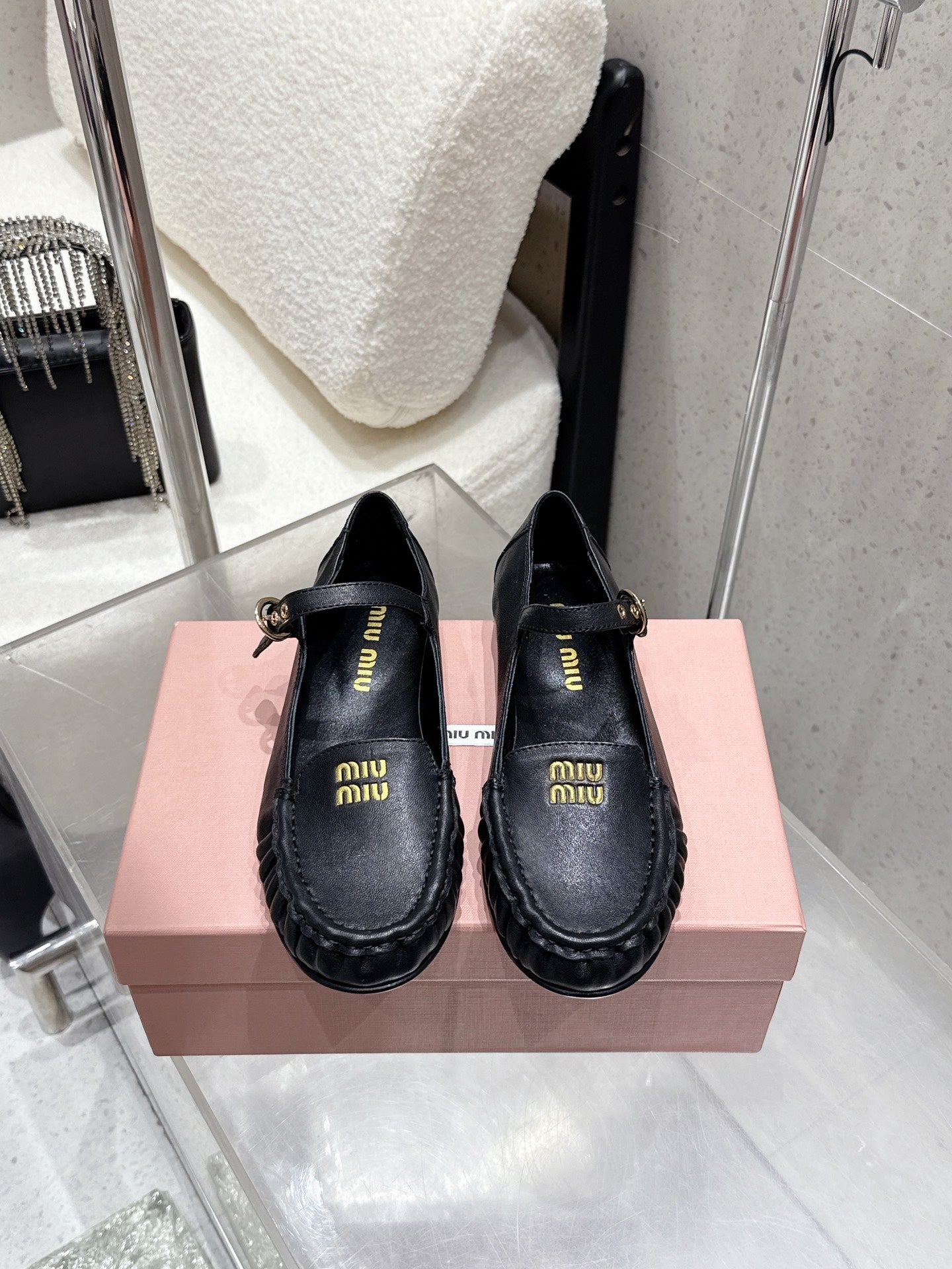 Miumiu 25 Mary Jane Loafer Black Cowhide 552429