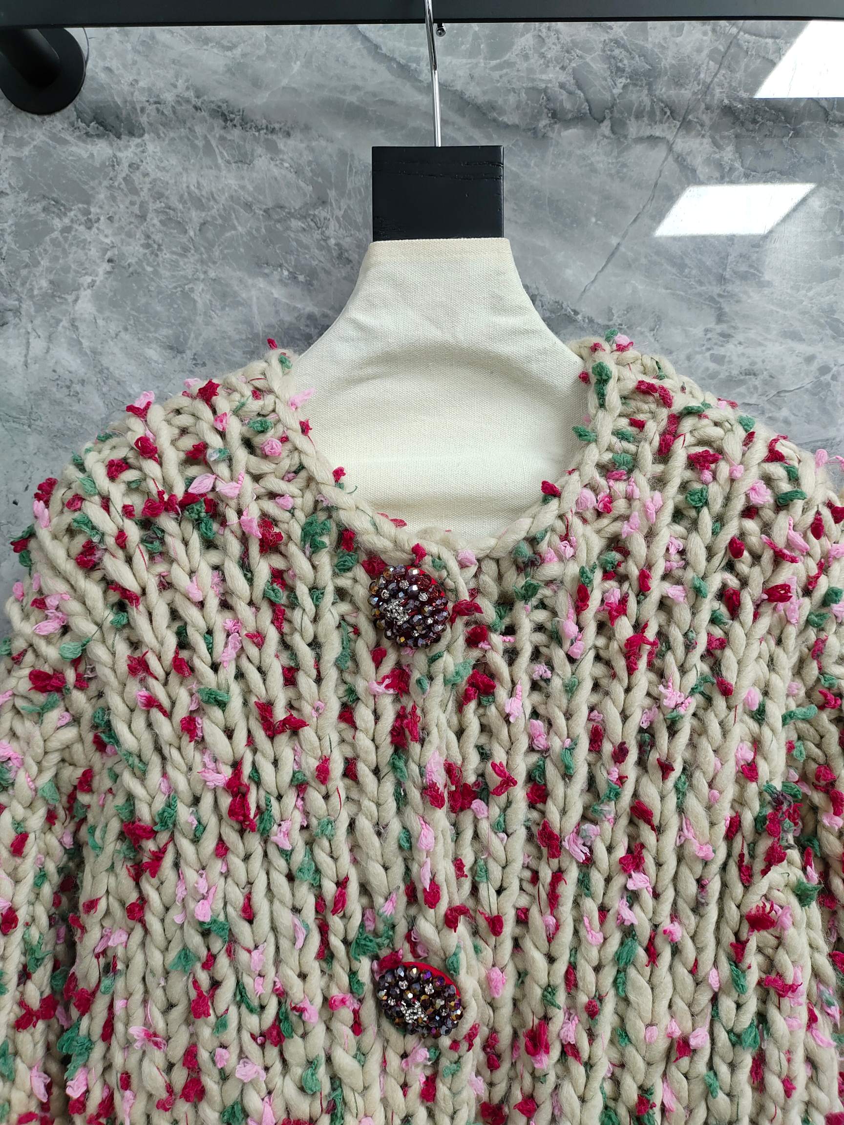 Chanel 2025 Hand-crocheted Cardigan Multicolor Cashmere 327002