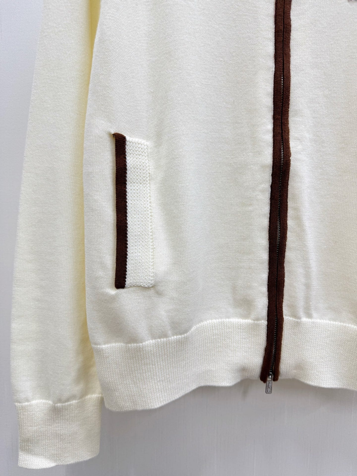 Miumiu 2026 Polo Collar Cardigan with Logo Pattern Wool 838823