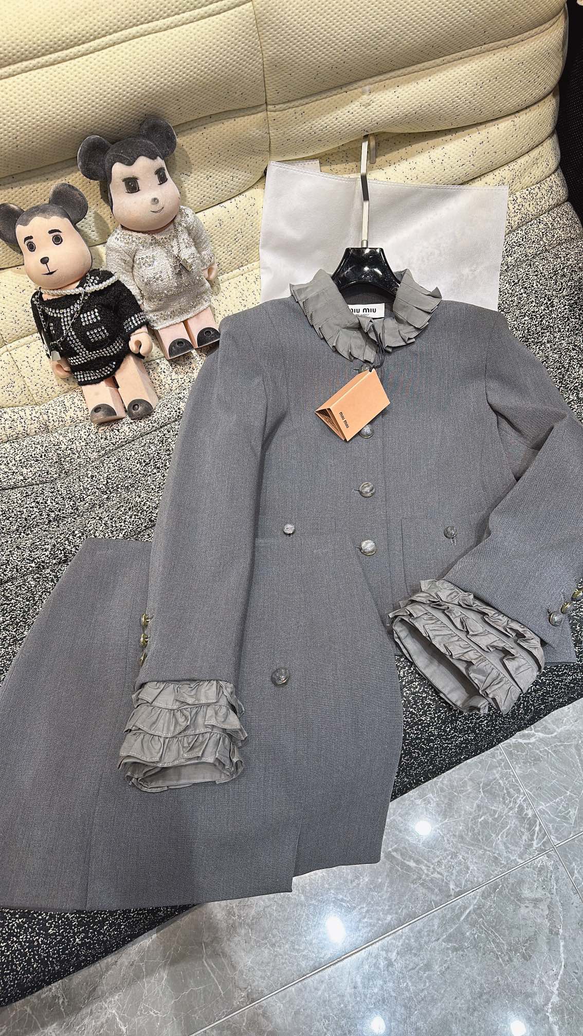 Miumiu Suit Gray Polyester fiber