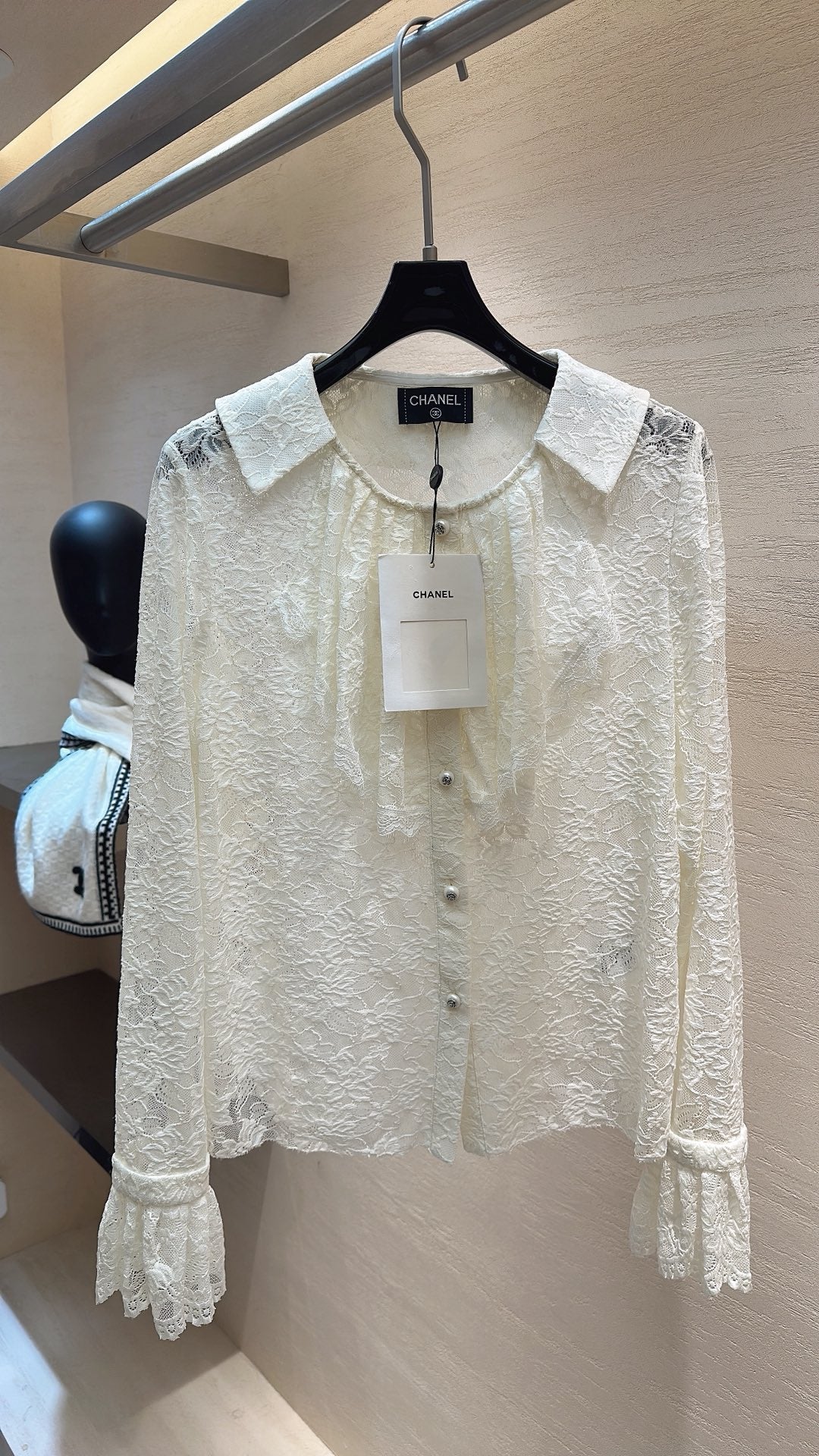 Chanel 2026 Lace Shirt Off-white Polyamide