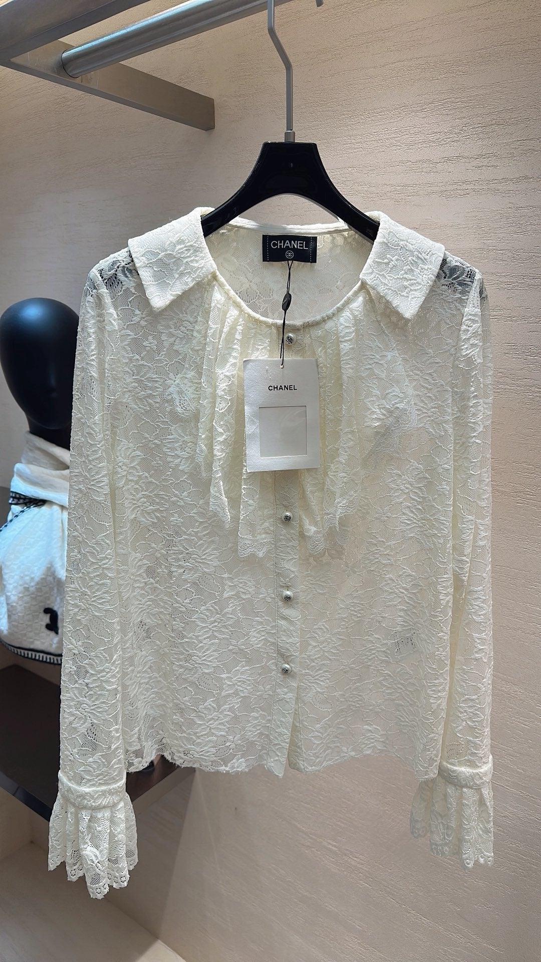 Chanel 2026 Lace Shirt Off-white Polyamide