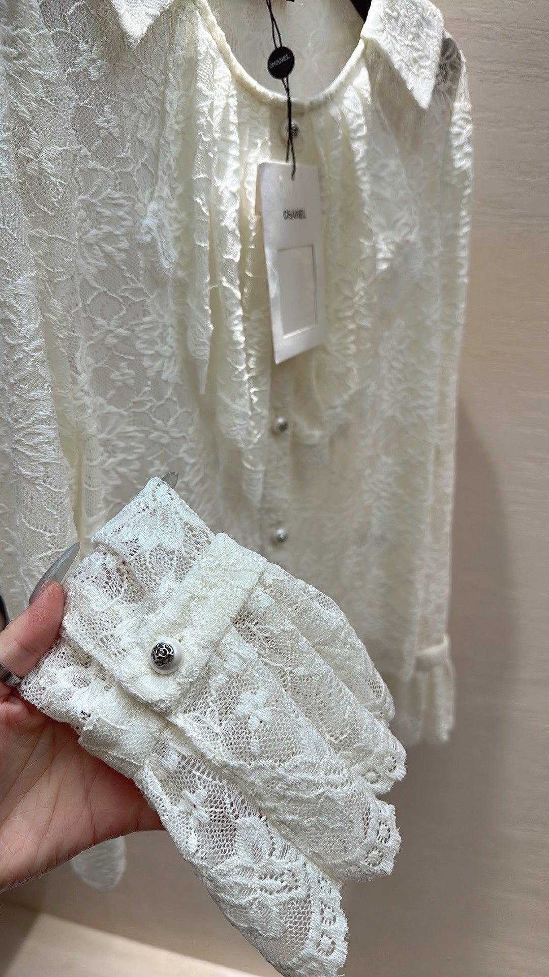 Chanel 2026 Lace Shirt Off-white Polyamide