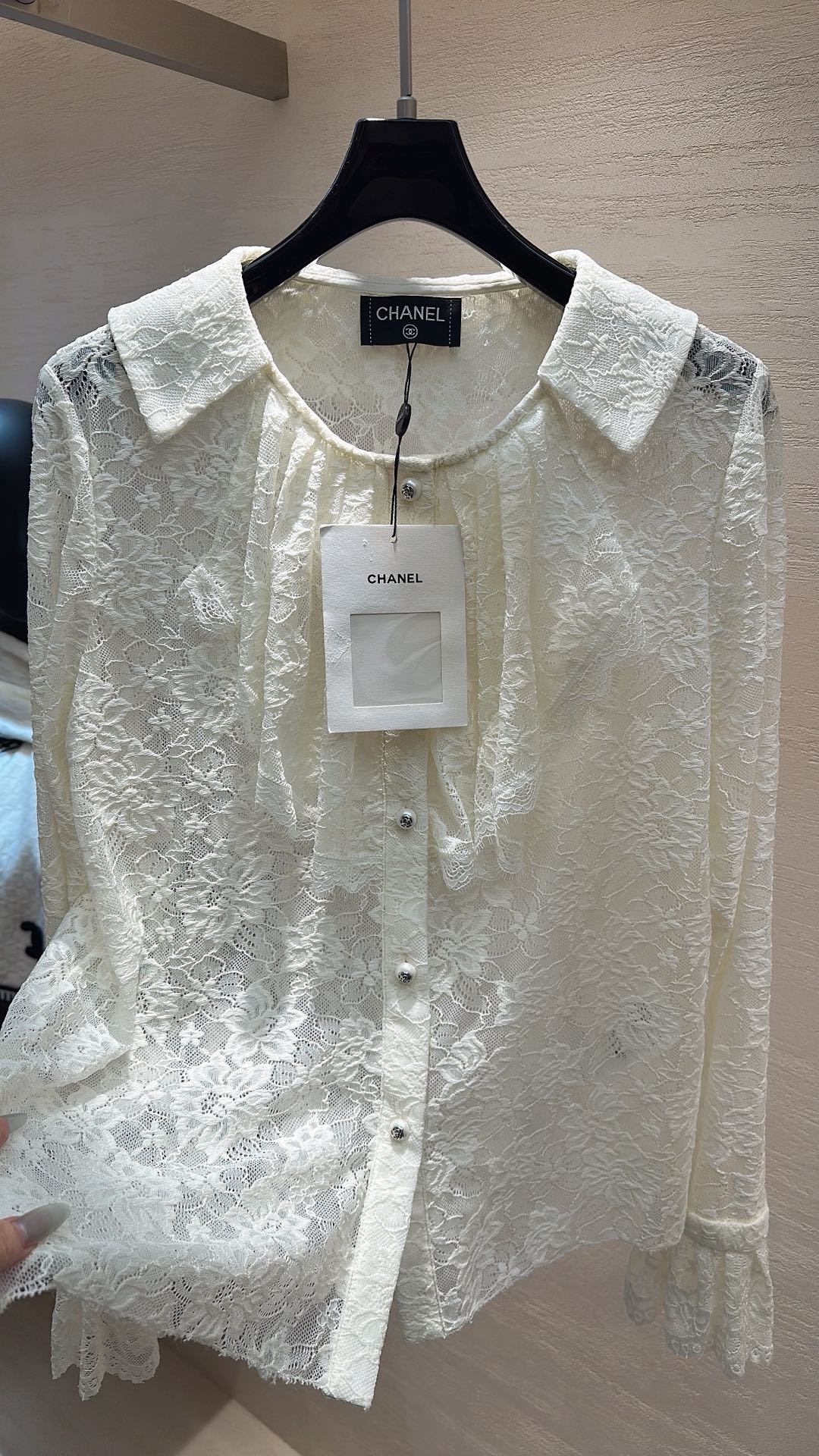 Chanel 2026 Lace Shirt Off-white Polyamide
