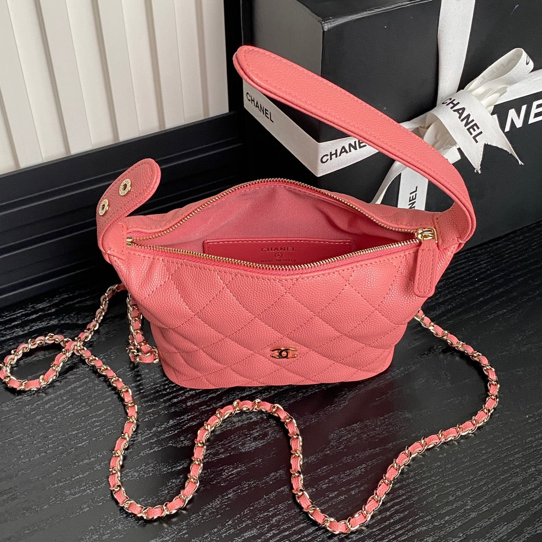 CC 25C Hobo Bag 21.5cm Top Handle Dark Pink Grained Calfskin