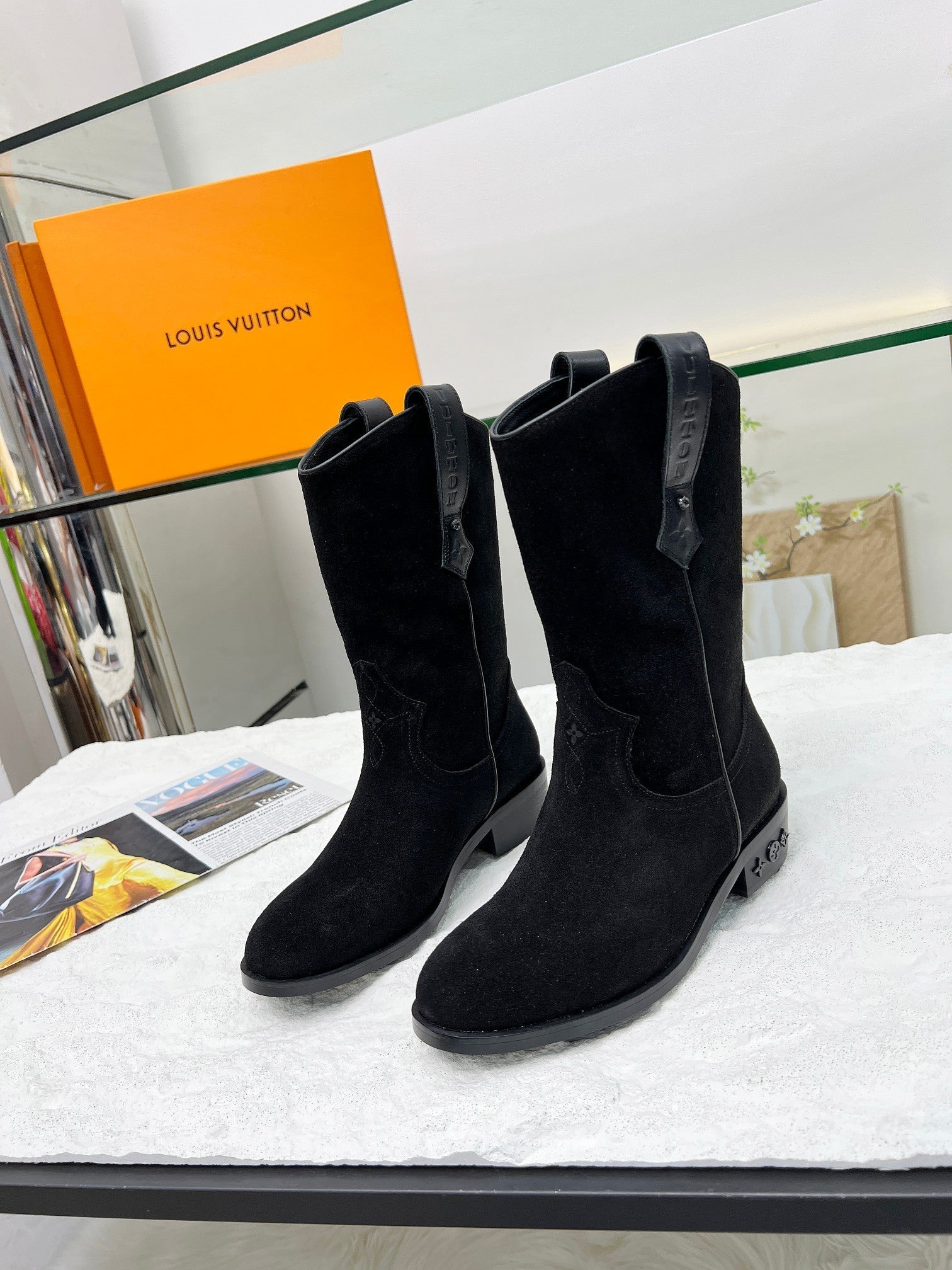 LV Rider Boot Black Suede