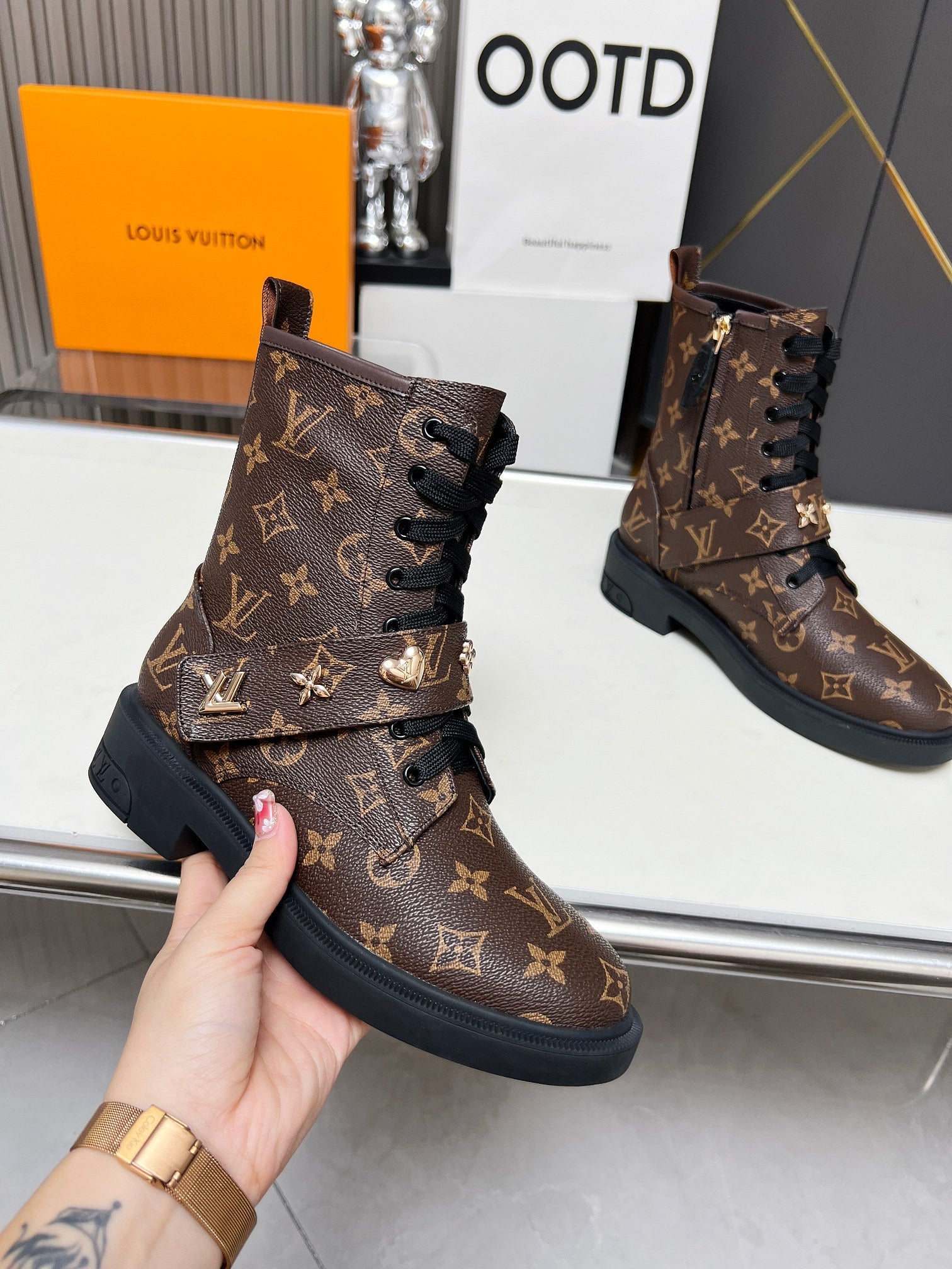 LV Citizen Boots Dark Brown Monogram Calfskin
