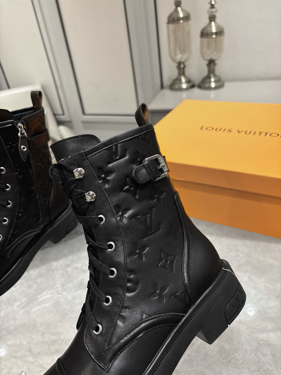 LV Citizen Flat Ranger Boot Black Monogram Cowhide