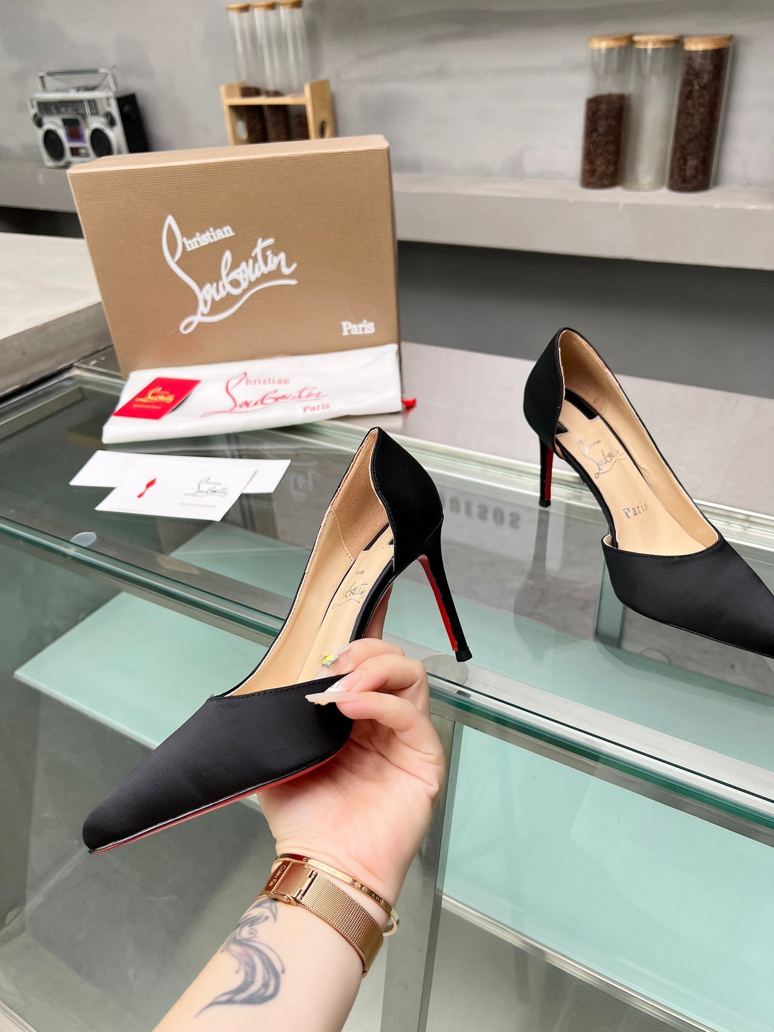 Cl Iriza 85mm Pumps Crepe Satin Black