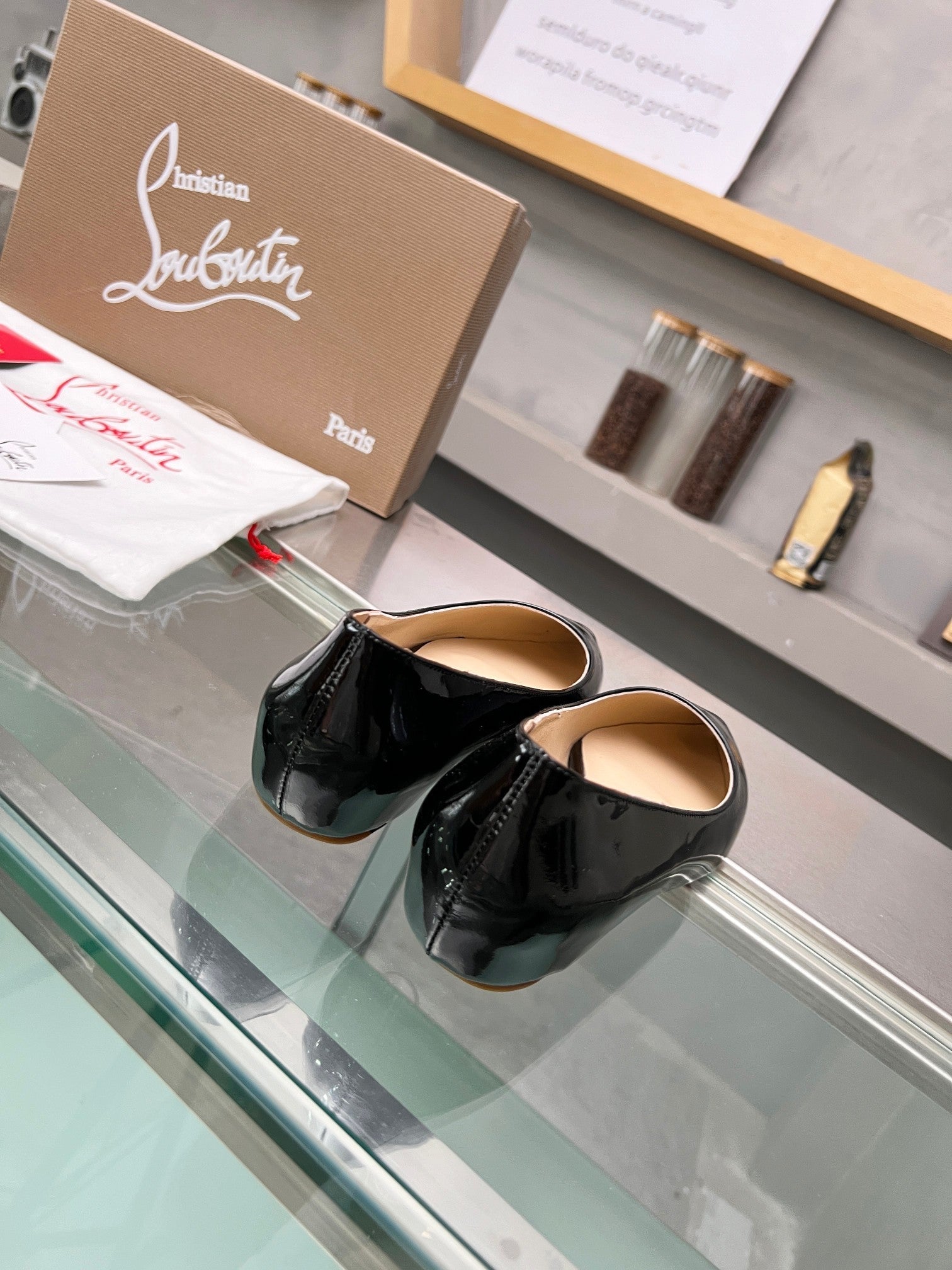 CL Kate Ballerina Flats Patent Leather Black