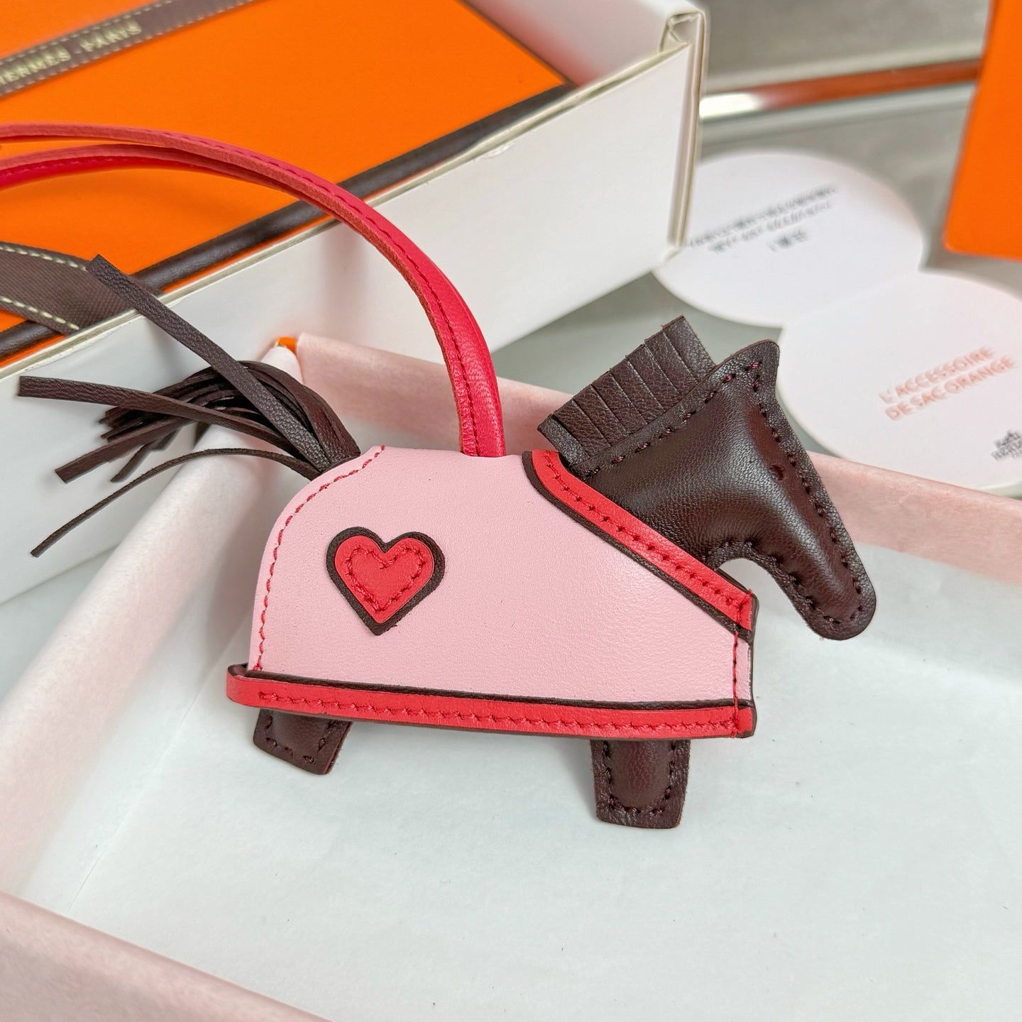 HM Rodeo Robeo Heart PM Charm Pink mix Chocolate Lambskin