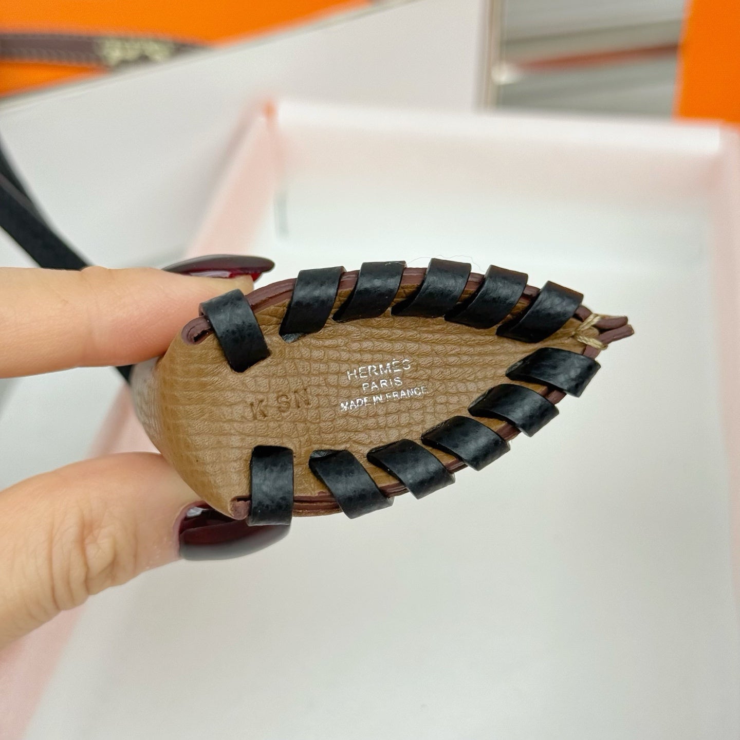 HM Horse Head Charm Brown Black Calfskin