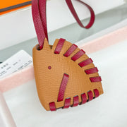 HM Horse Head Charm Brown Burgundy Calfskin