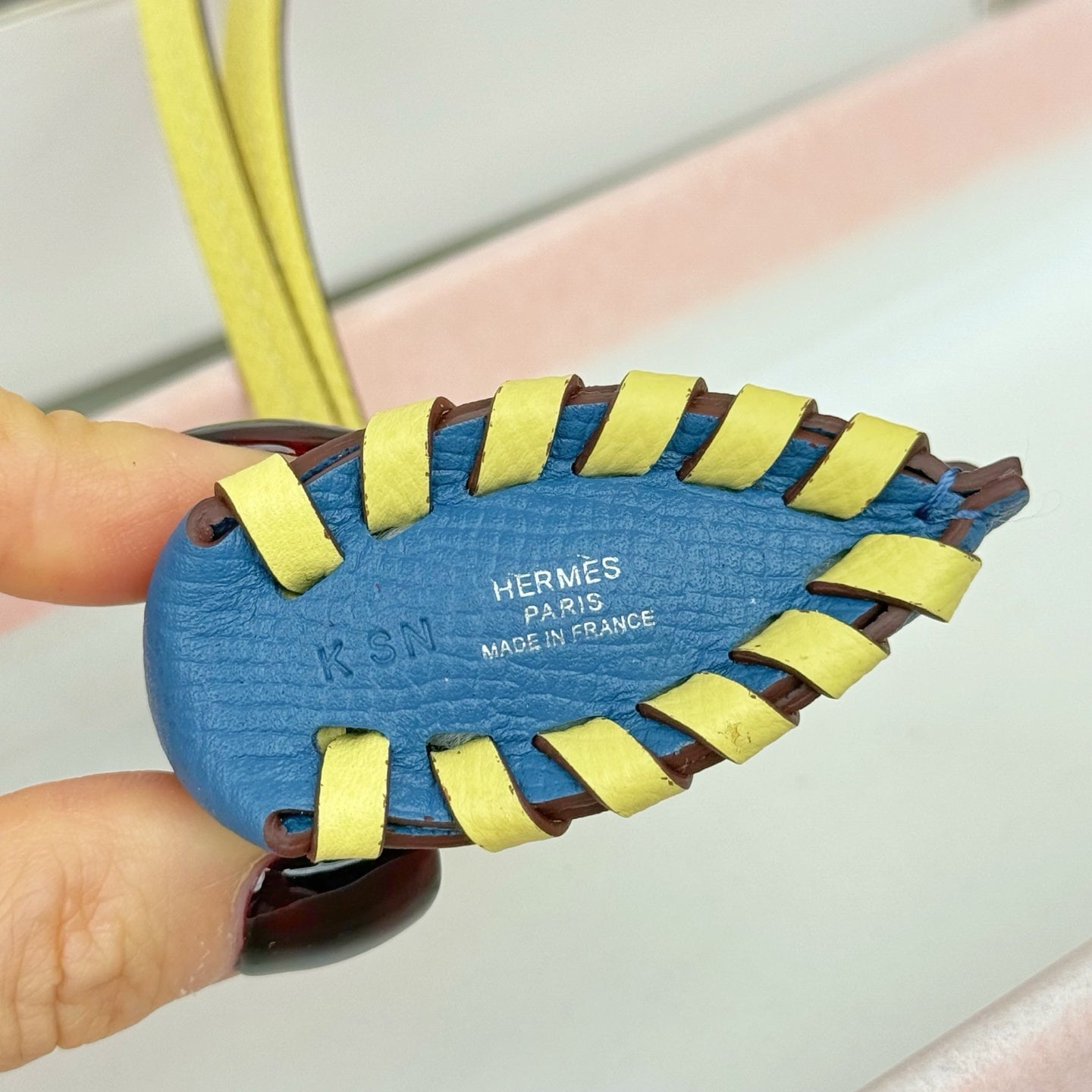 HM Horse Head Charm Blue Yellow Calfskin