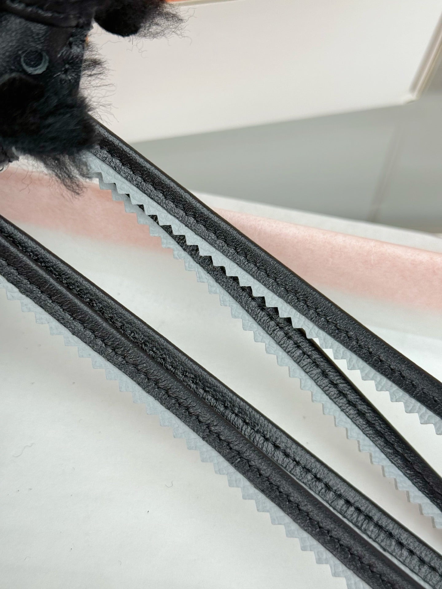 HM Budy Puppy Pendant Charm Black Wool Cowhide